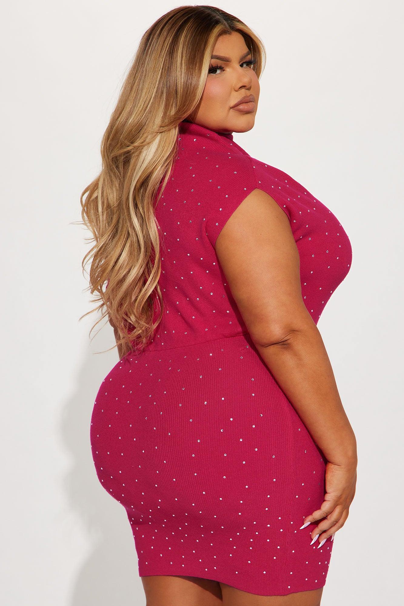 Lucy Sweater Mini Dress - Fuchsia Product Image