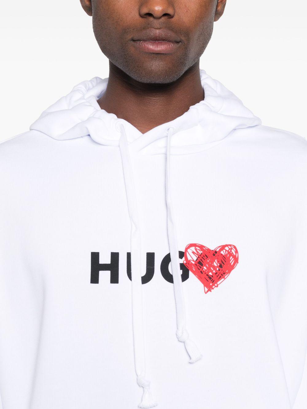 heart-print cotton hoodie Product Image
