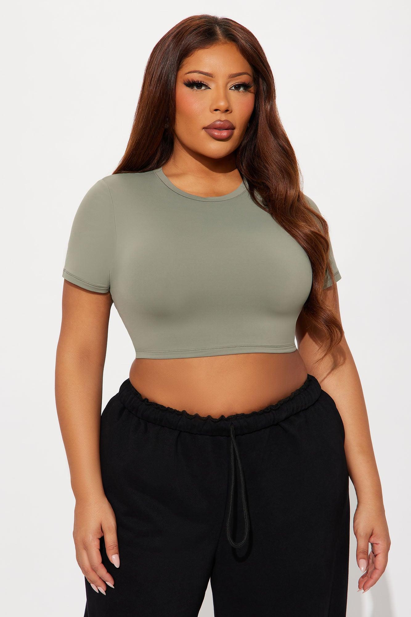 Second Skin Double Lined Super Cropped Tee - Military Green Female Product Image