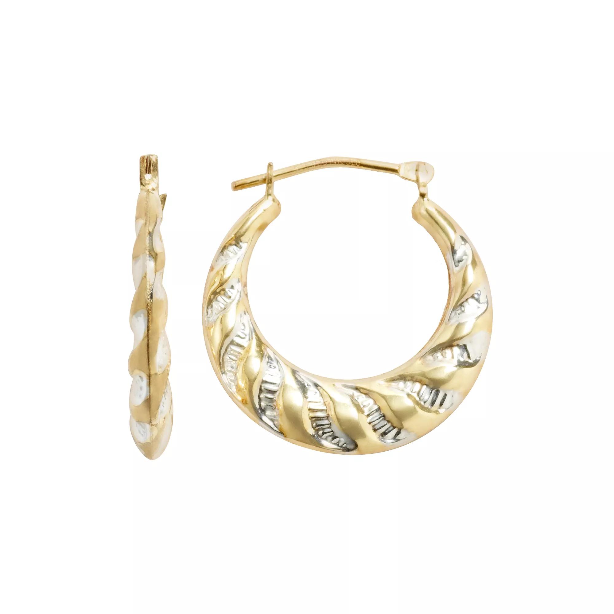 Two Tone 14k Gold-Bonded Sterling Silver Twisted Hoop Earrings, Women's, Multicolor Product Image