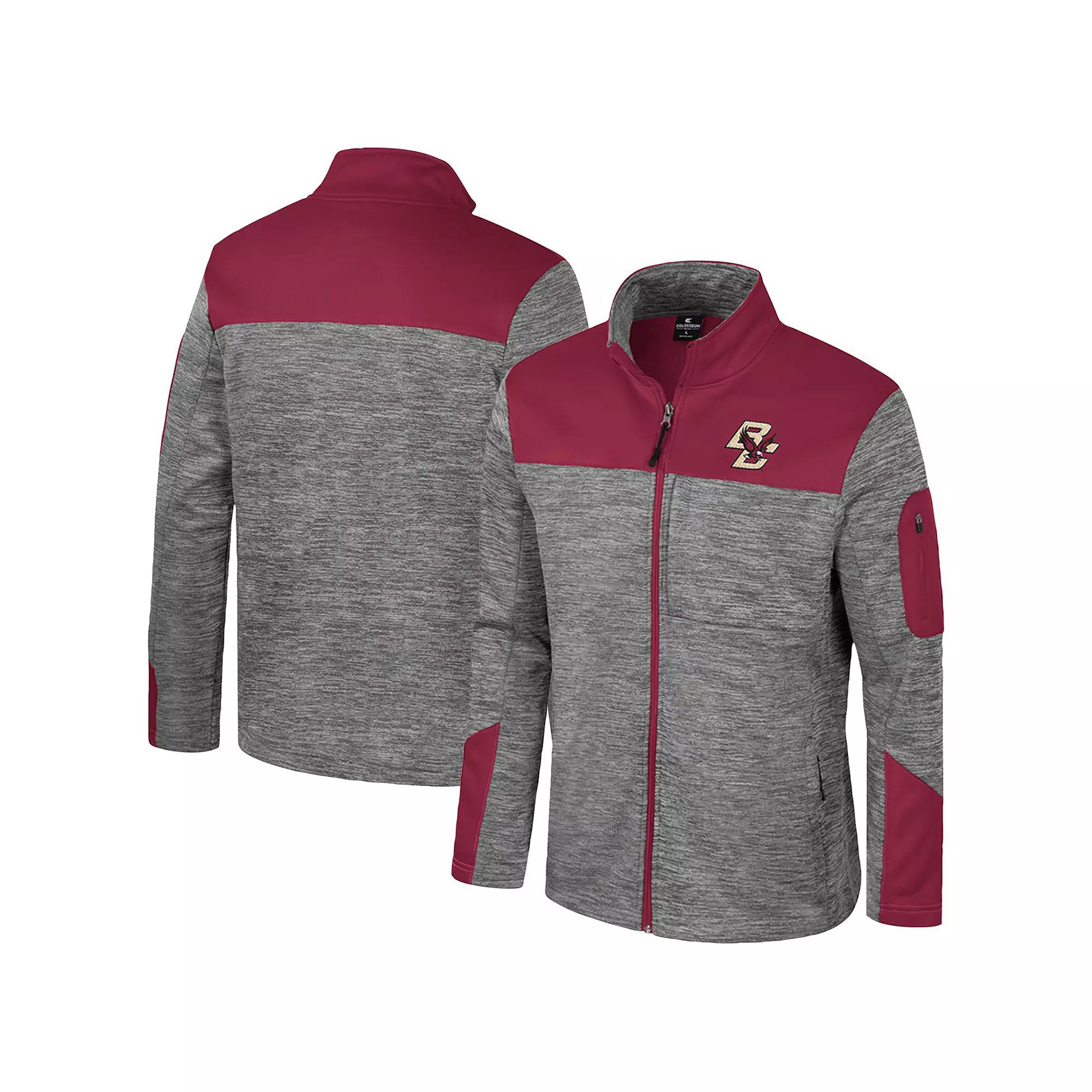 Men's Colosseum  Gray/Maroon Boston College Eagles Guard Full-Zip Jacket, Size: Large, Grey Product Image
