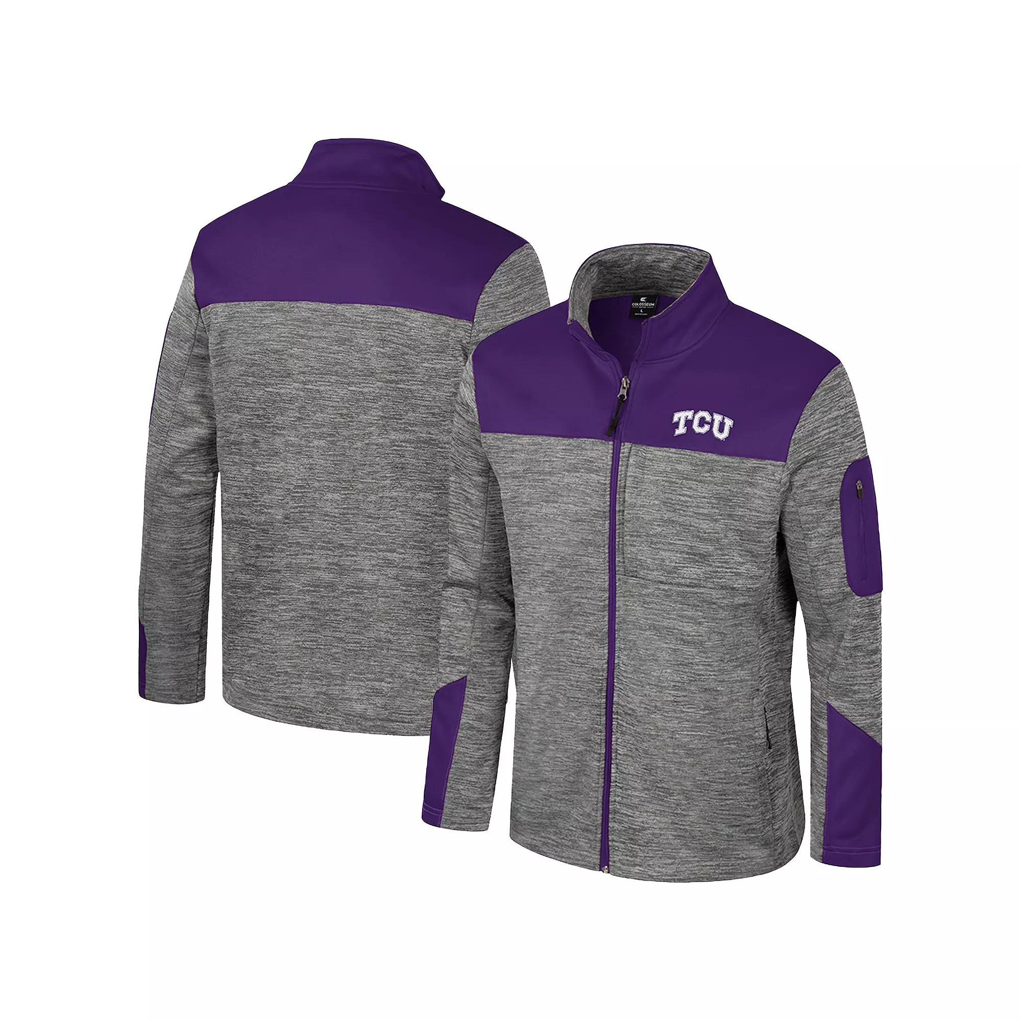 Men's Colosseum  Gray/Purple TCU Horned Frogs Guard Full-Zip Jacket, Size: Medium, Grey Product Image