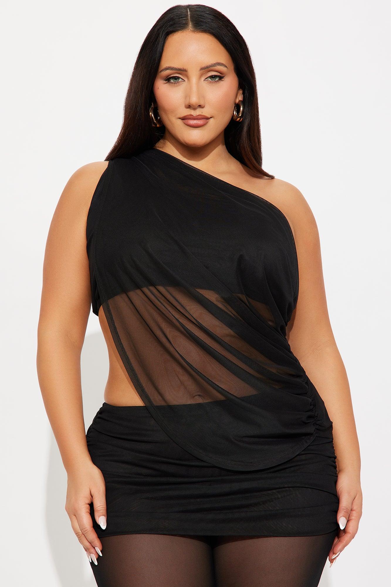 Anastasia One Shoulder Mesh Pant Set - Black Female Product Image