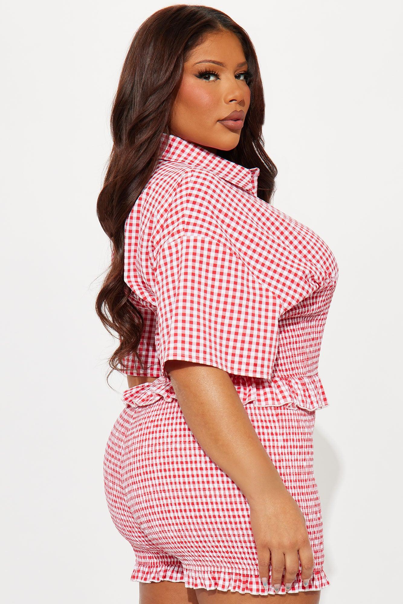 Still In Love Gingham Romper - Red/combo Product Image