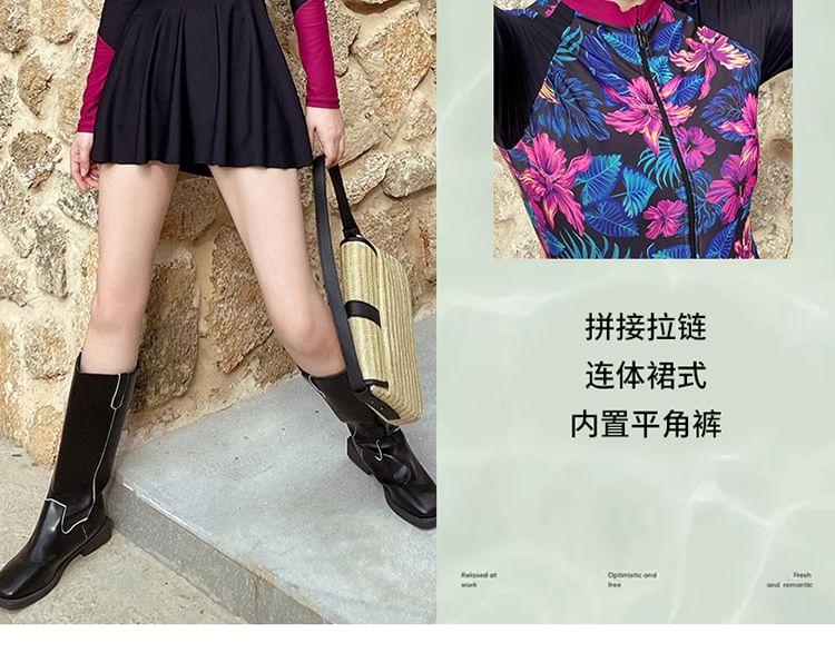 Long-Sleeve Floral Swimsuit Product Image