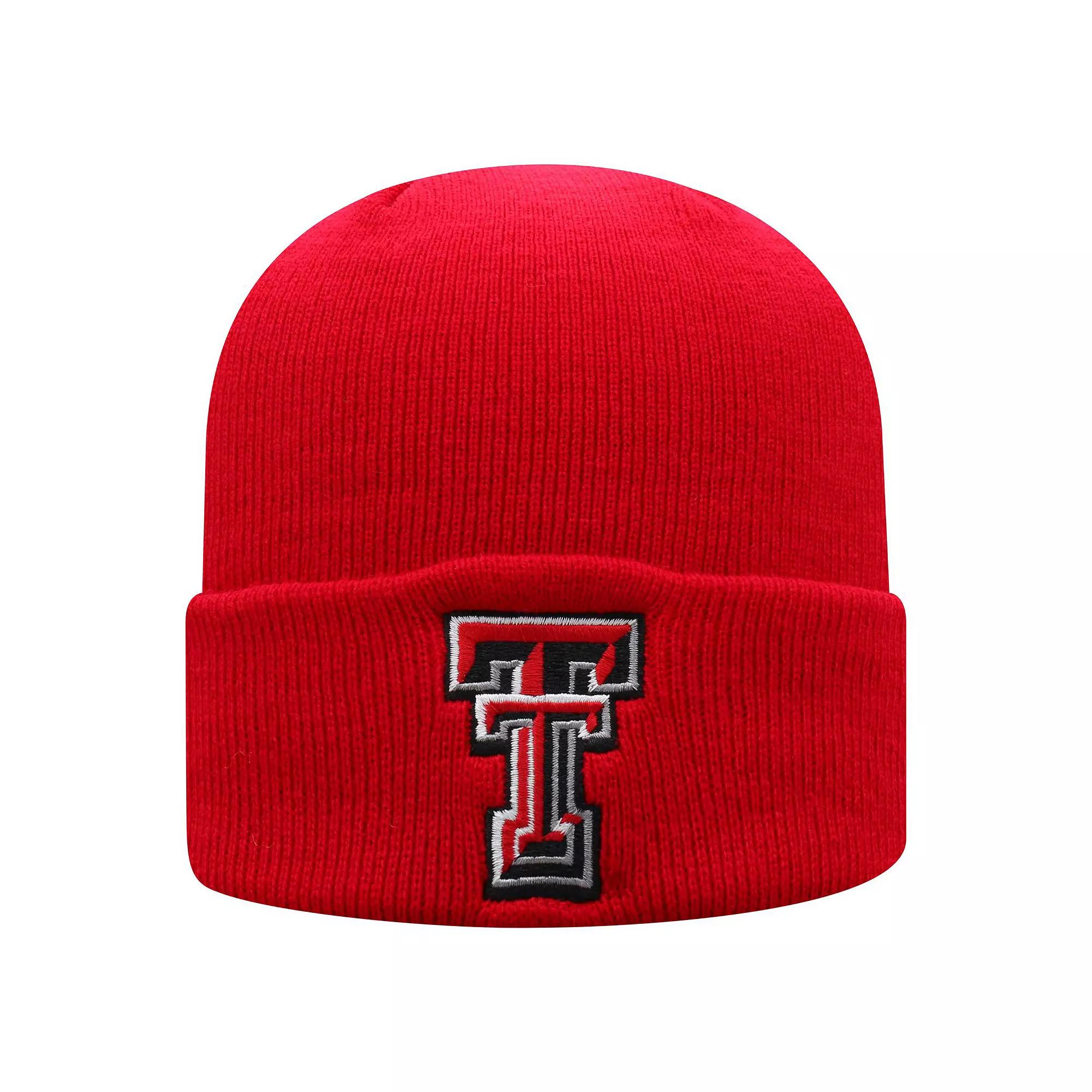 Men's Top of the World Red Texas Tech Red Raiders Logo Cuffed Knit Hat Product Image