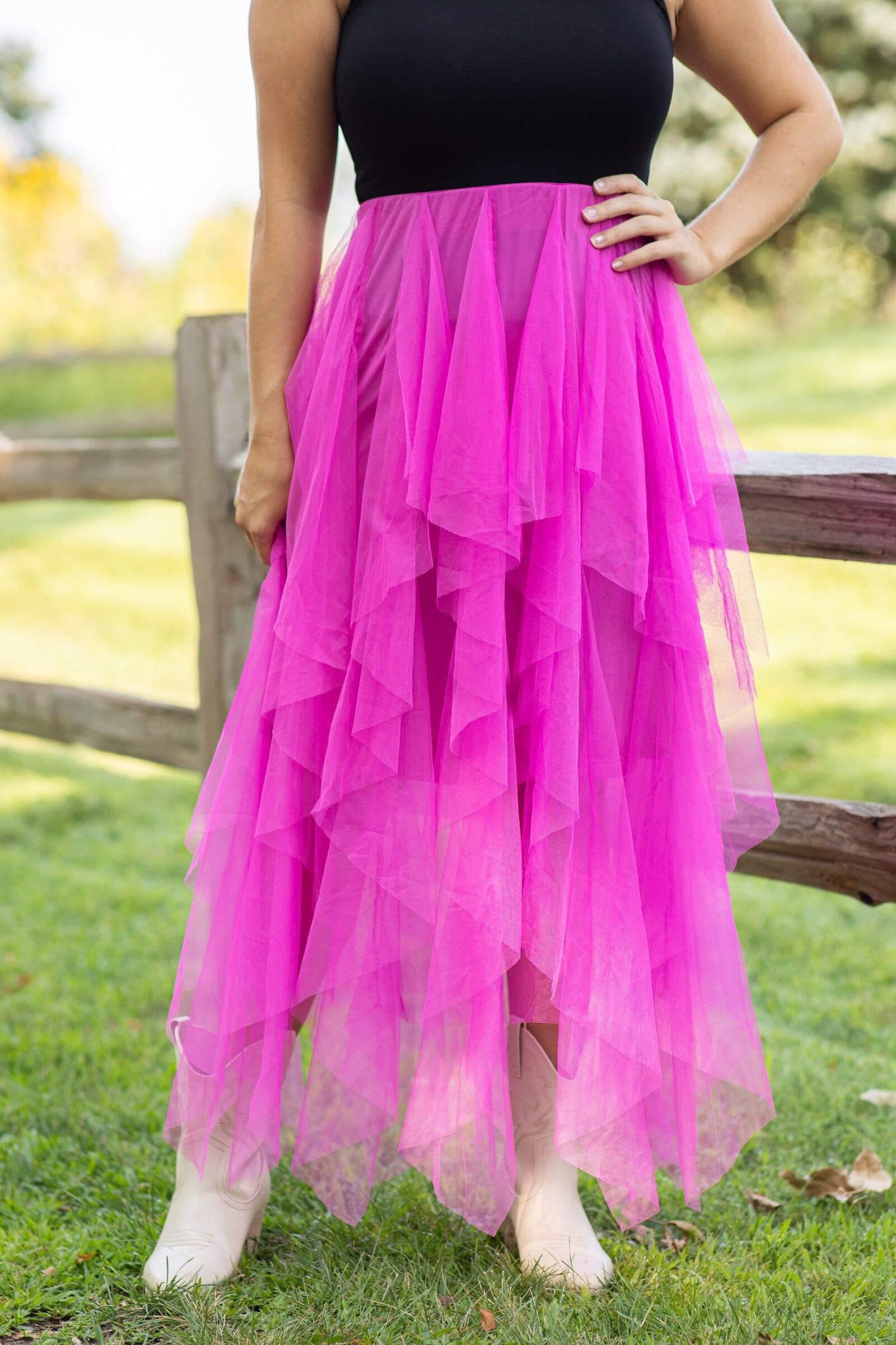 Fuchsia Tulle Maxi Skirt Product Image