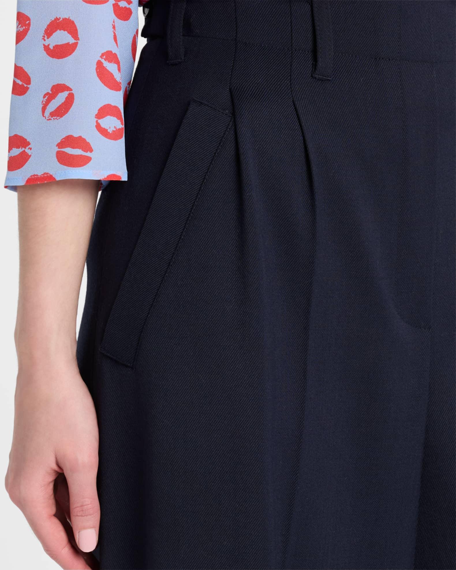 Wool-Blend Wide-Leg Cuffed Pants Product Image