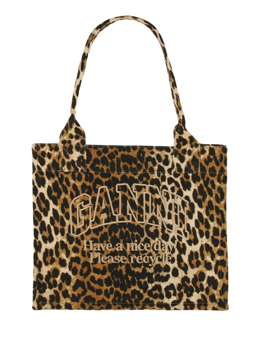 large leopard-print canvas tote bag Product Image