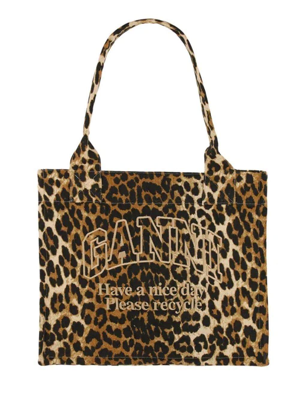 large leopard-print canvas tote bag Product Image