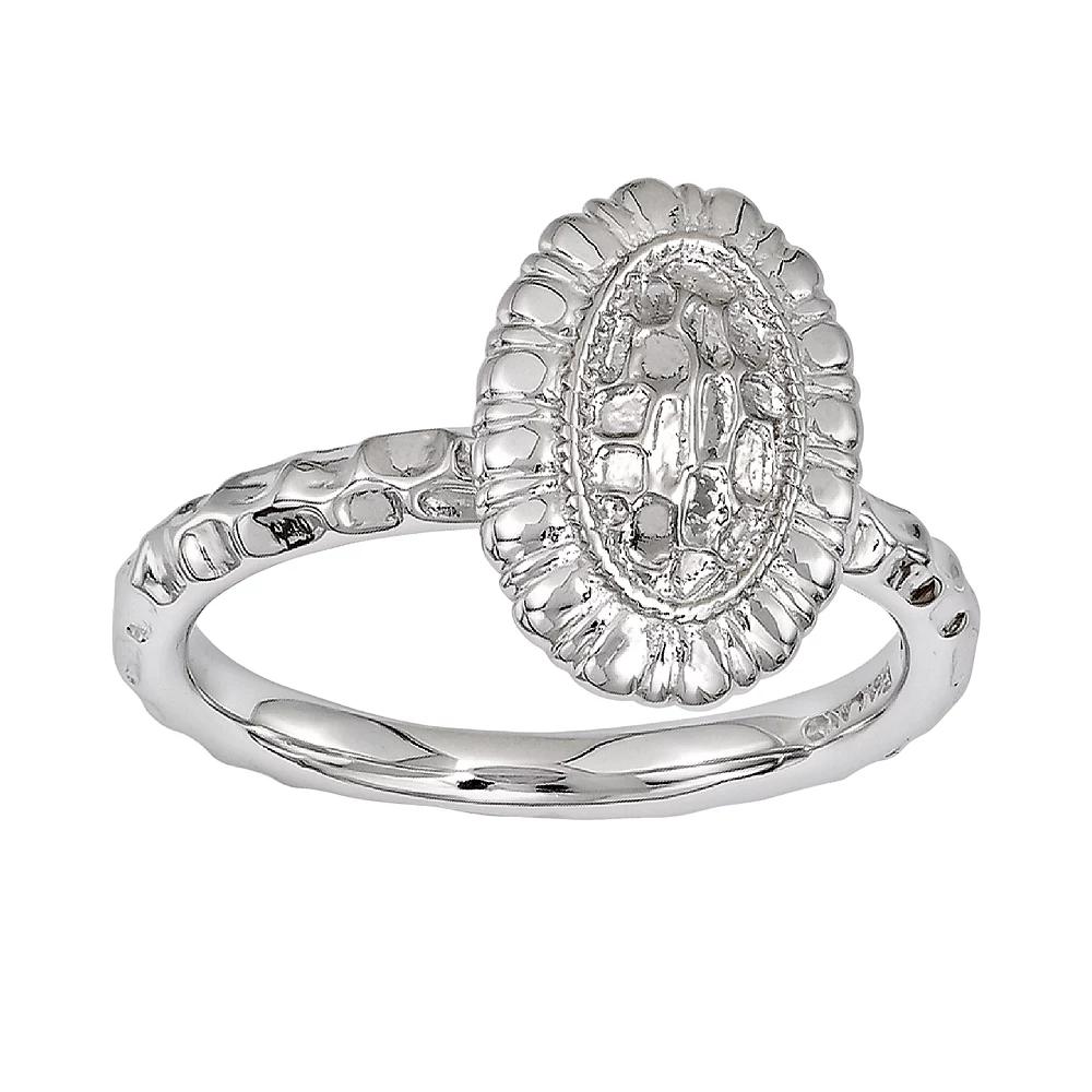 Stacks & Stones Sterling Silver Textured Frame Stack Ring, Women's, Size: 5, Grey Product Image