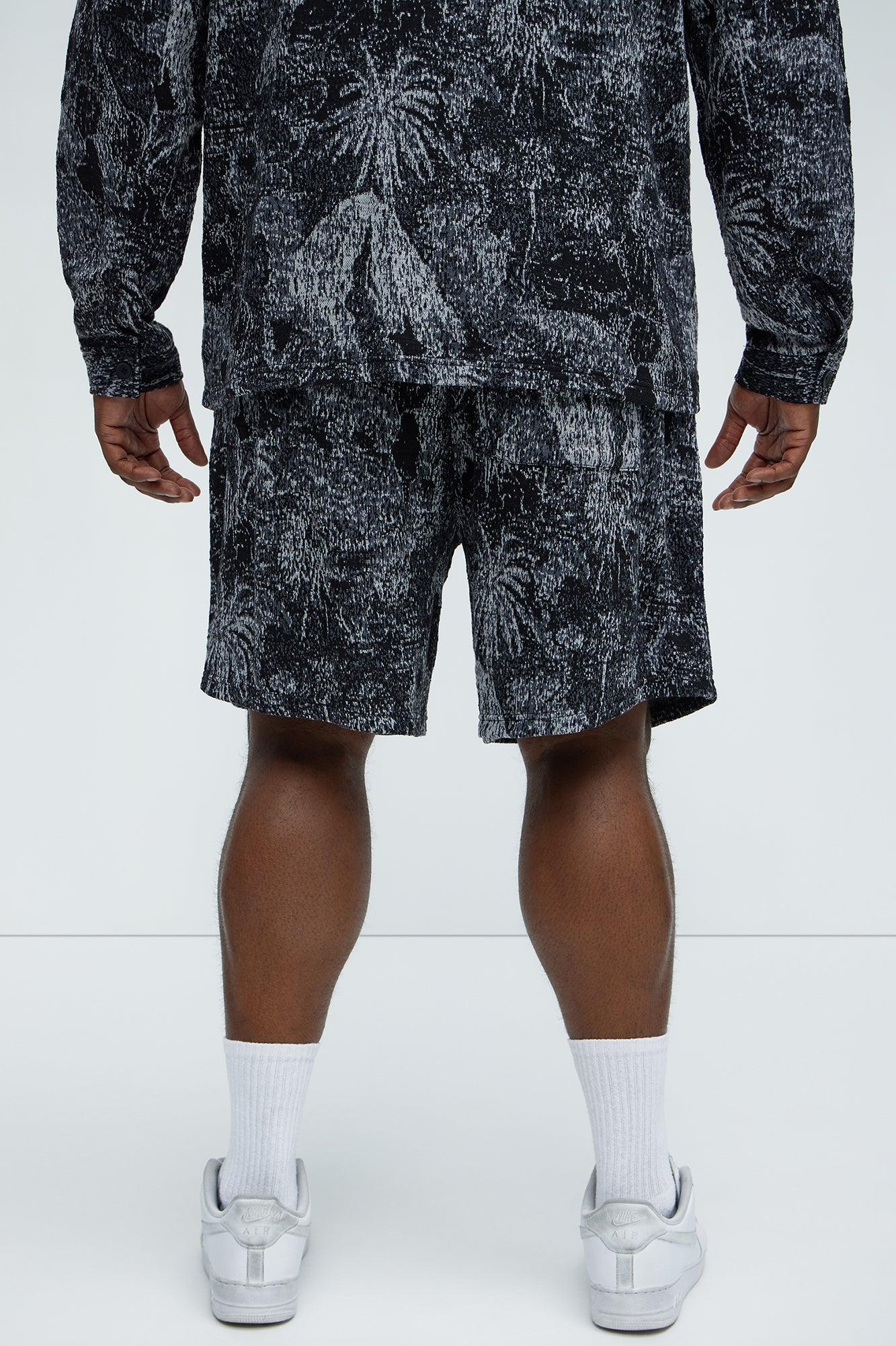Grainy Tropics Relaxed Knit Shorts - Black/combo Product Image