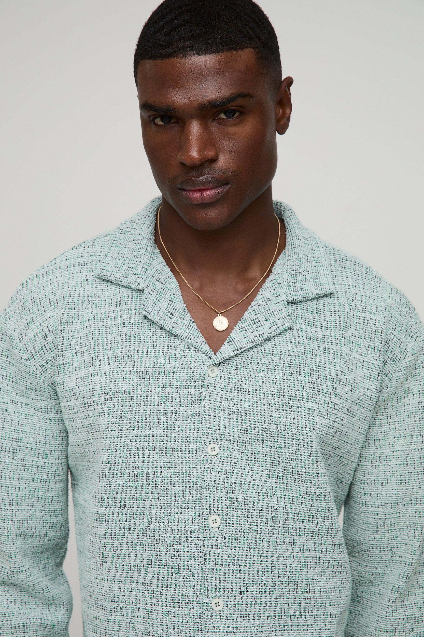 Oversized Revere Long Sleeve Boxy Shirt | boohooMAN USA Product Image