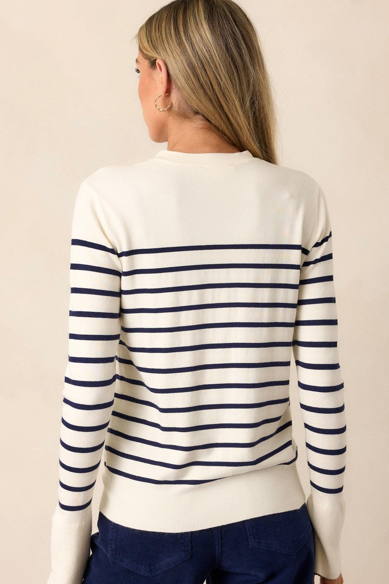 Scarlet Mist Navy Stripe Long Sleeve Top Product Image