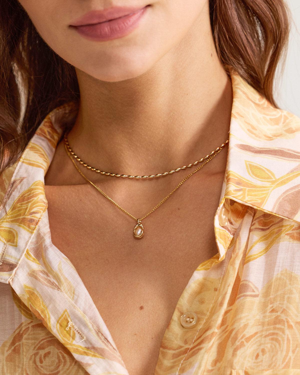 Metal Pearl Double Necklace Product Image