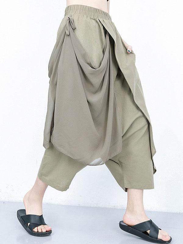 Harem Pants Loose Pleated Solid Color Ninth Pants Product Image