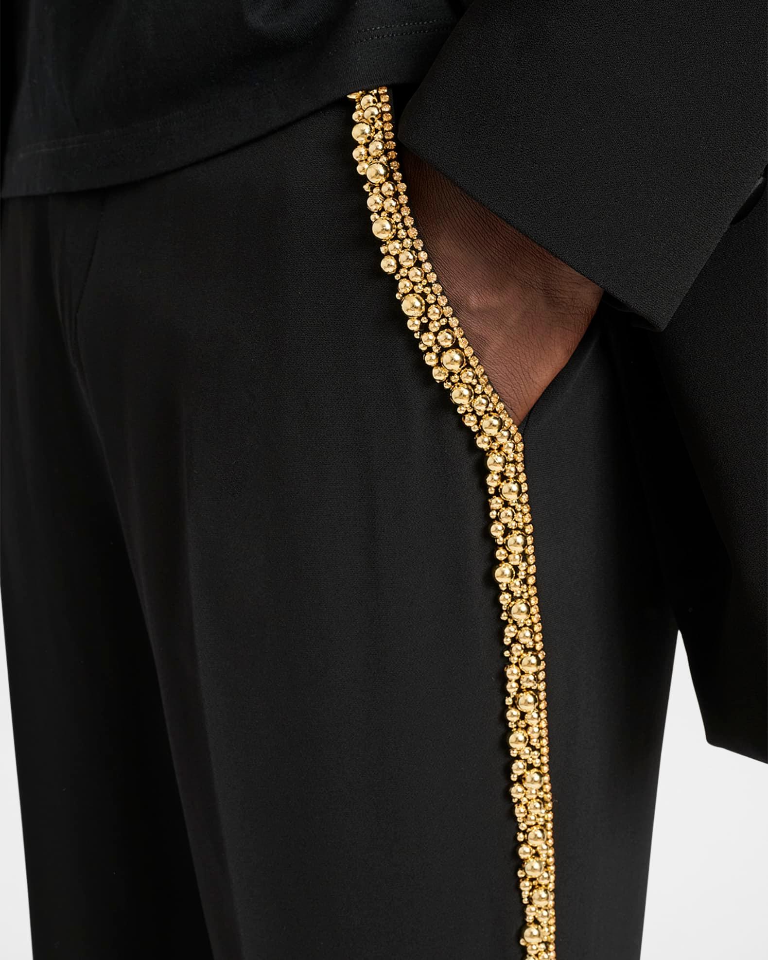 Men's Straight-Fit Bead Embroidered Pants Product Image