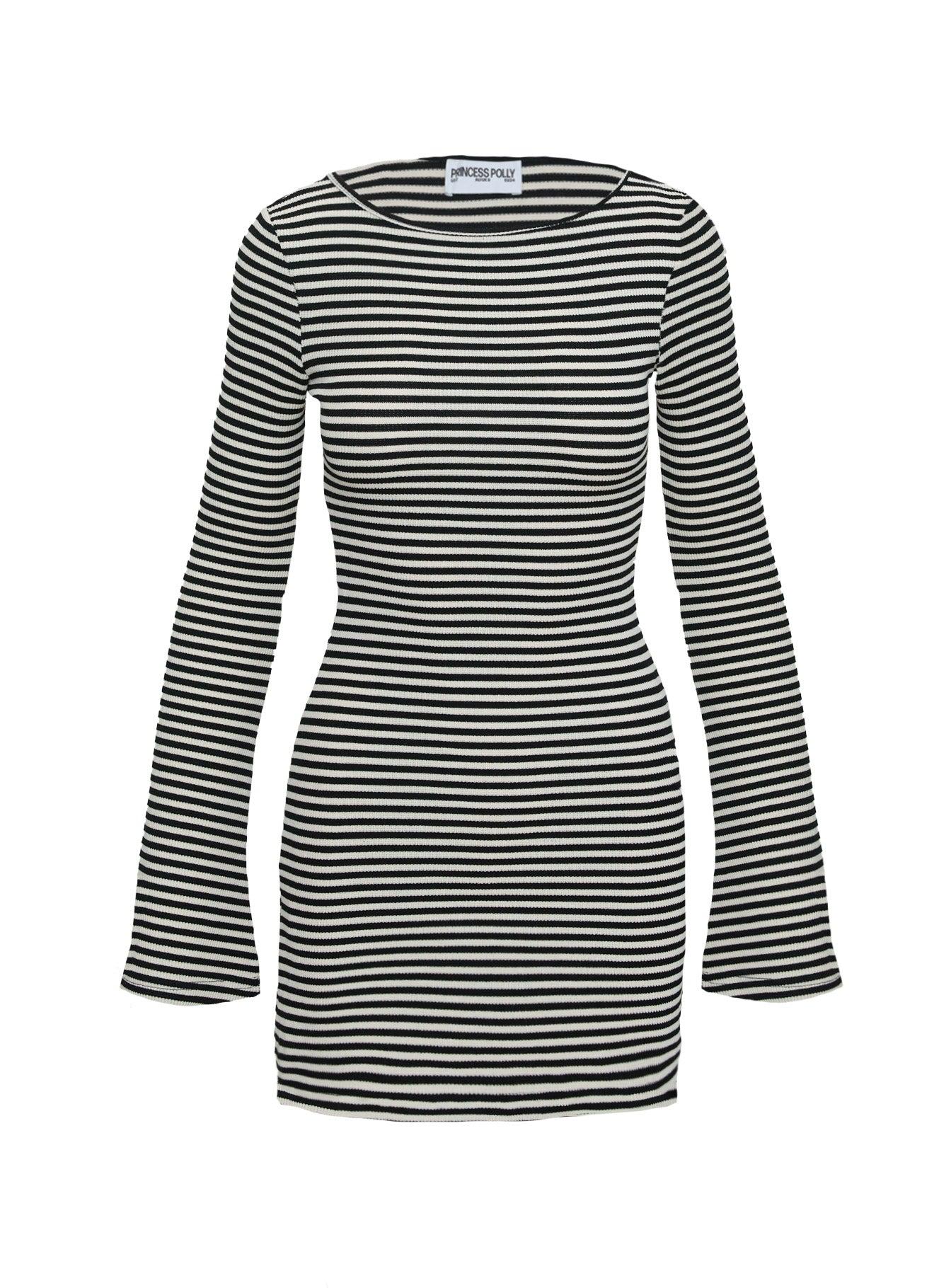 Bryanna Long Sleeve Mini Dress Black / White Product Image