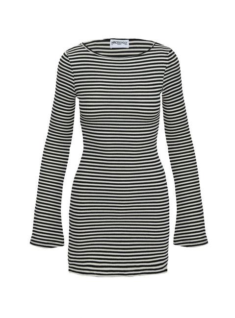 Bryanna Long Sleeve Mini Dress Black / White Product Image