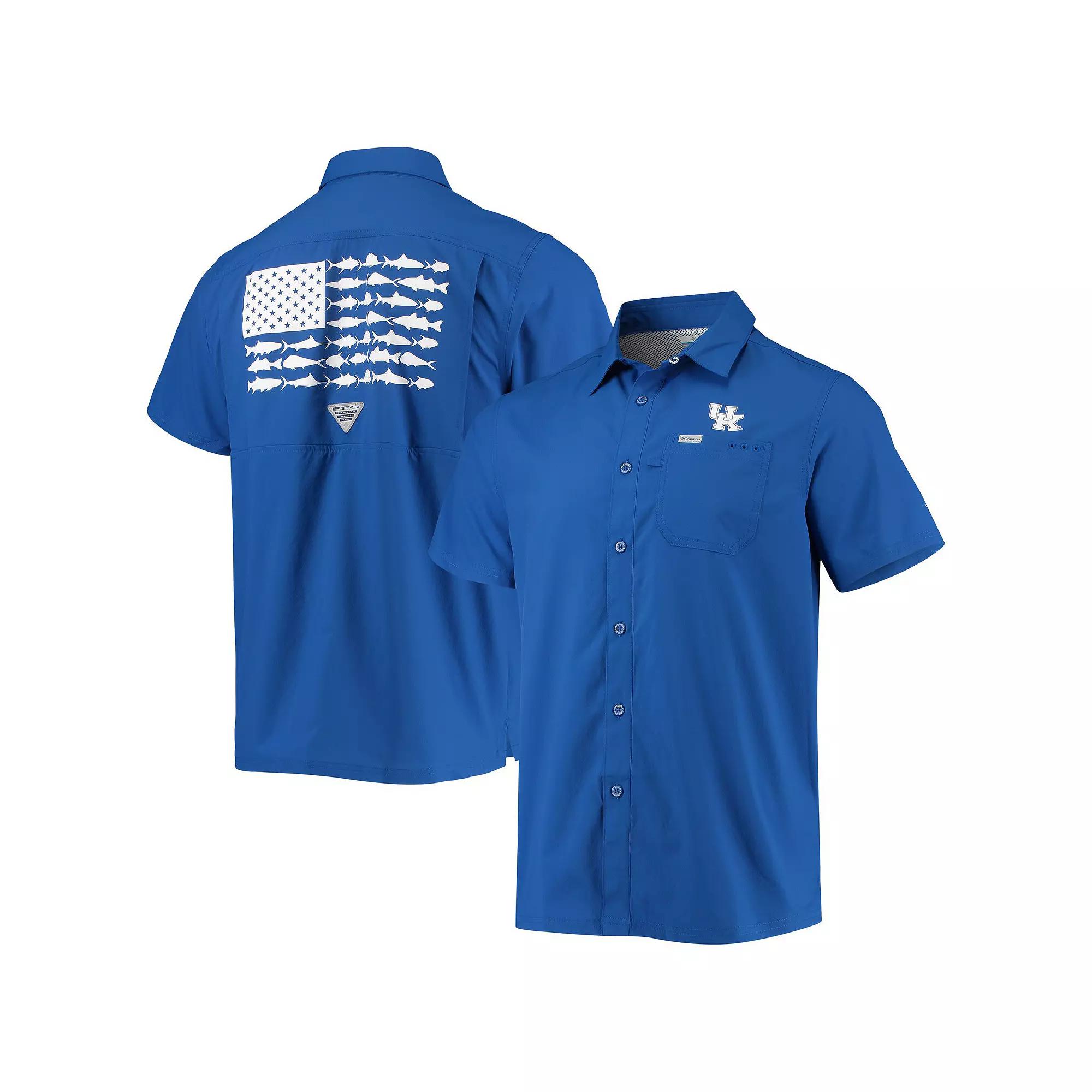 Men's Columbia PFG Royal Kentucky Wildcats Slack Tide Camp Button-Up Shirt,  Product Image