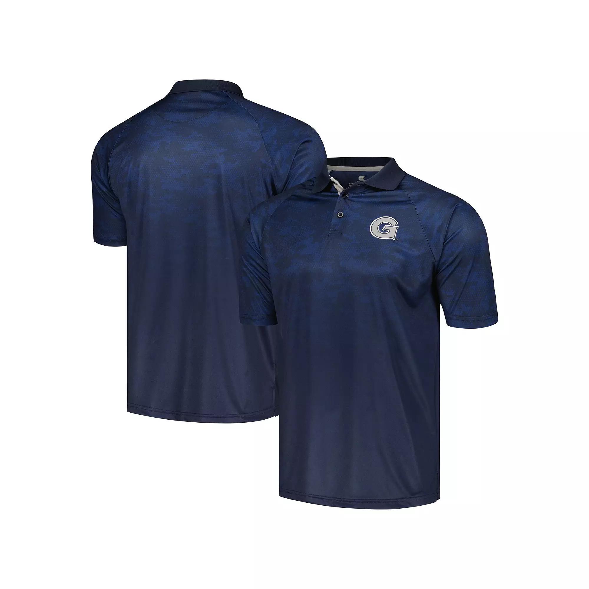 Men's Colosseum Navy Georgetown Hoyas Honeycomb Raglan Polo,  Product Image