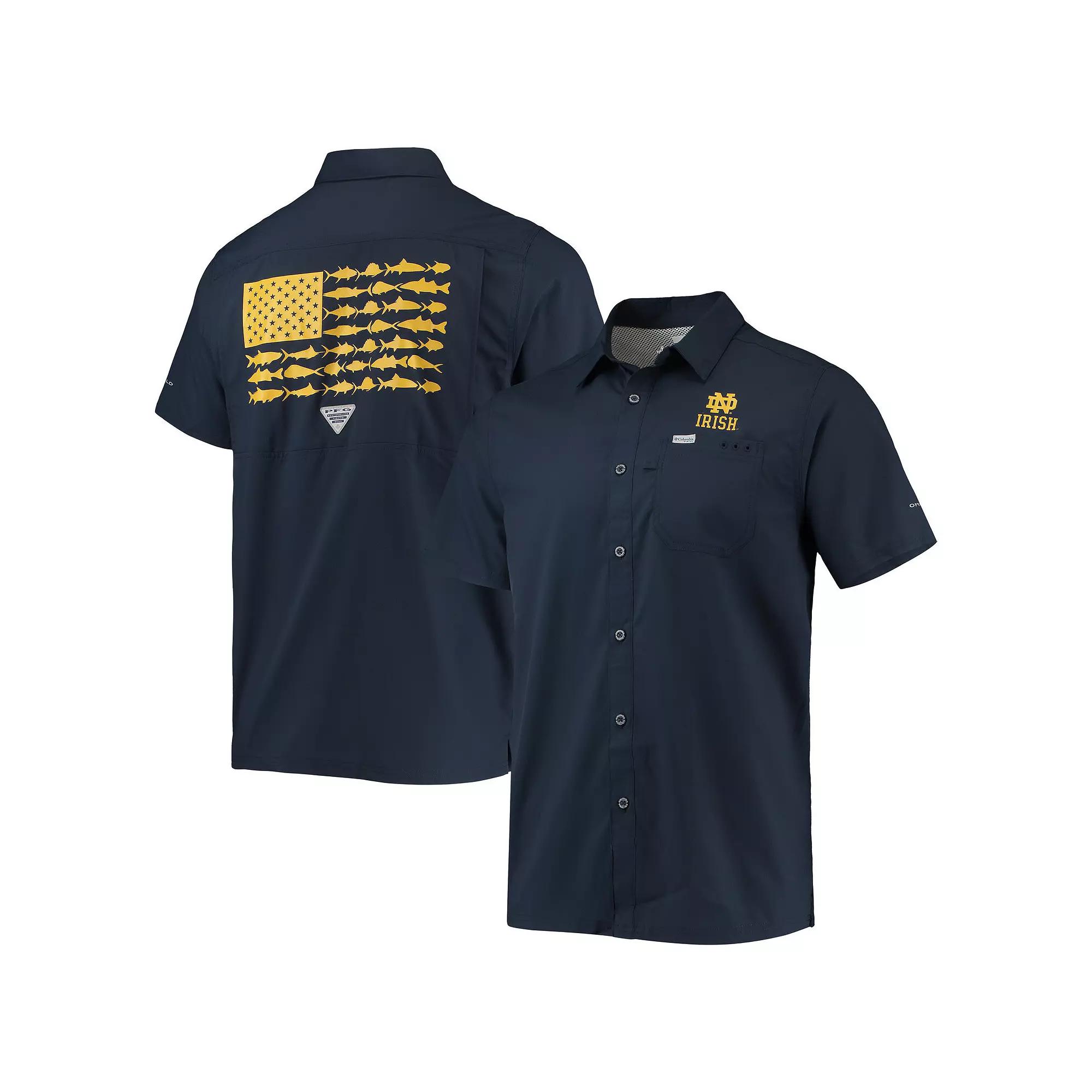 Columbia Mens Collegiate PFG Slack Tide Camp Shirt - Notre Dame- Product Image