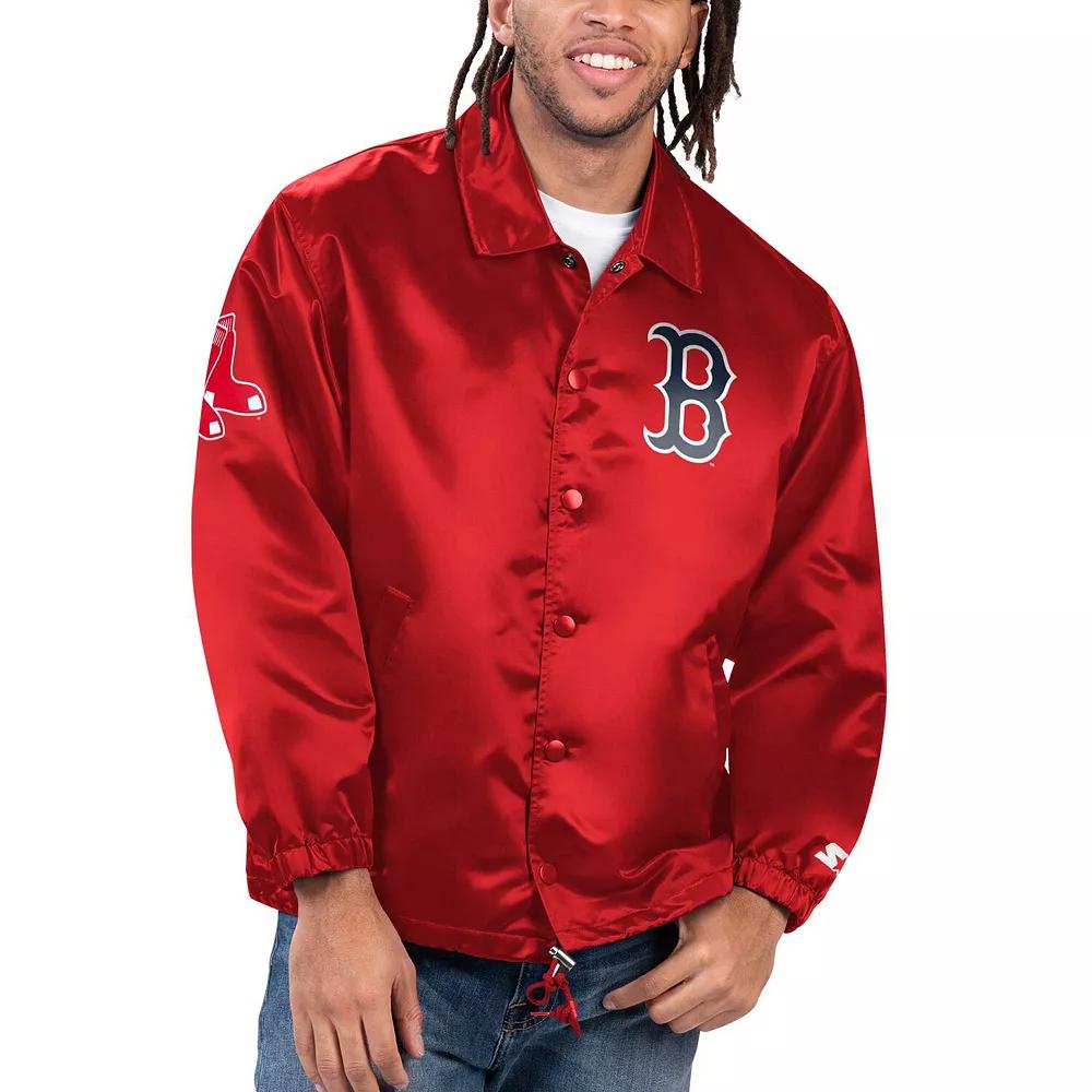 Men's Starter Red Boston Red Sox Option Route Satin Full-Snap Jacket,  Product Image