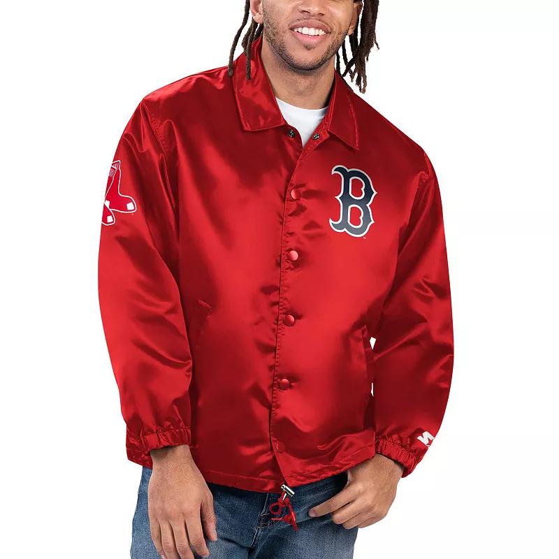 Men's Starter Red Boston Red Sox Option Route Satin Full-Snap Jacket,  Product Image
