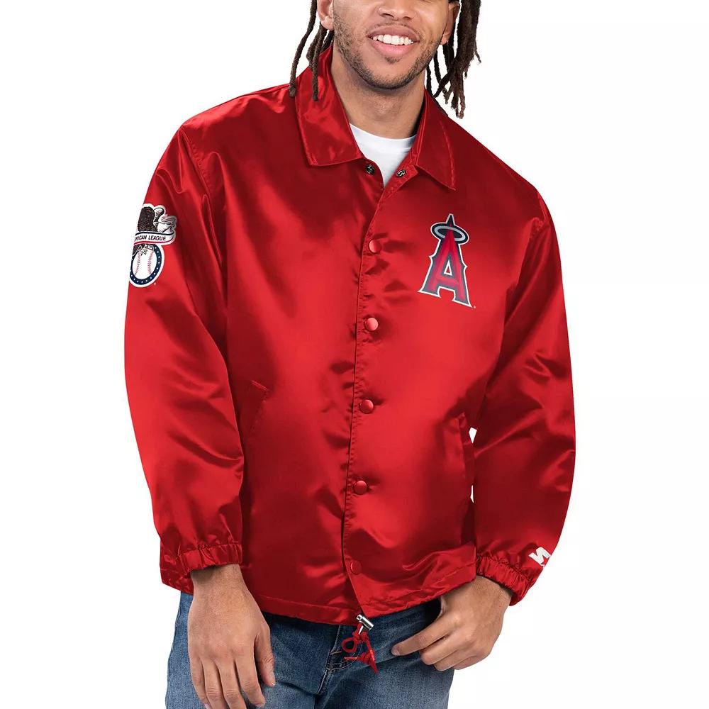 Men's Starter Red Boston Red Sox Option Route Satin Full-Snap Jacket,  Product Image