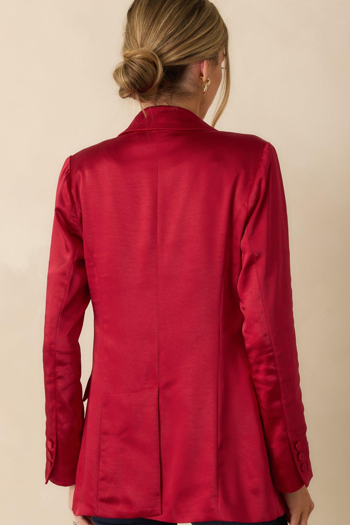 Standing Ovation Red Shimmer Tailored Blazer L / Red Product Image