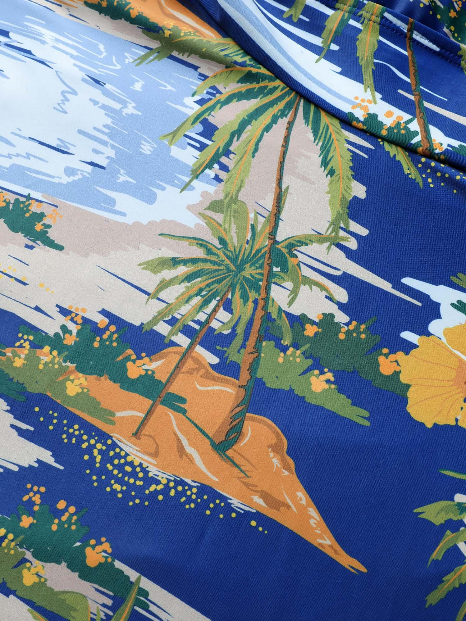 Tropical Print Crisscross Cut Out Swim Dress Female Product Image