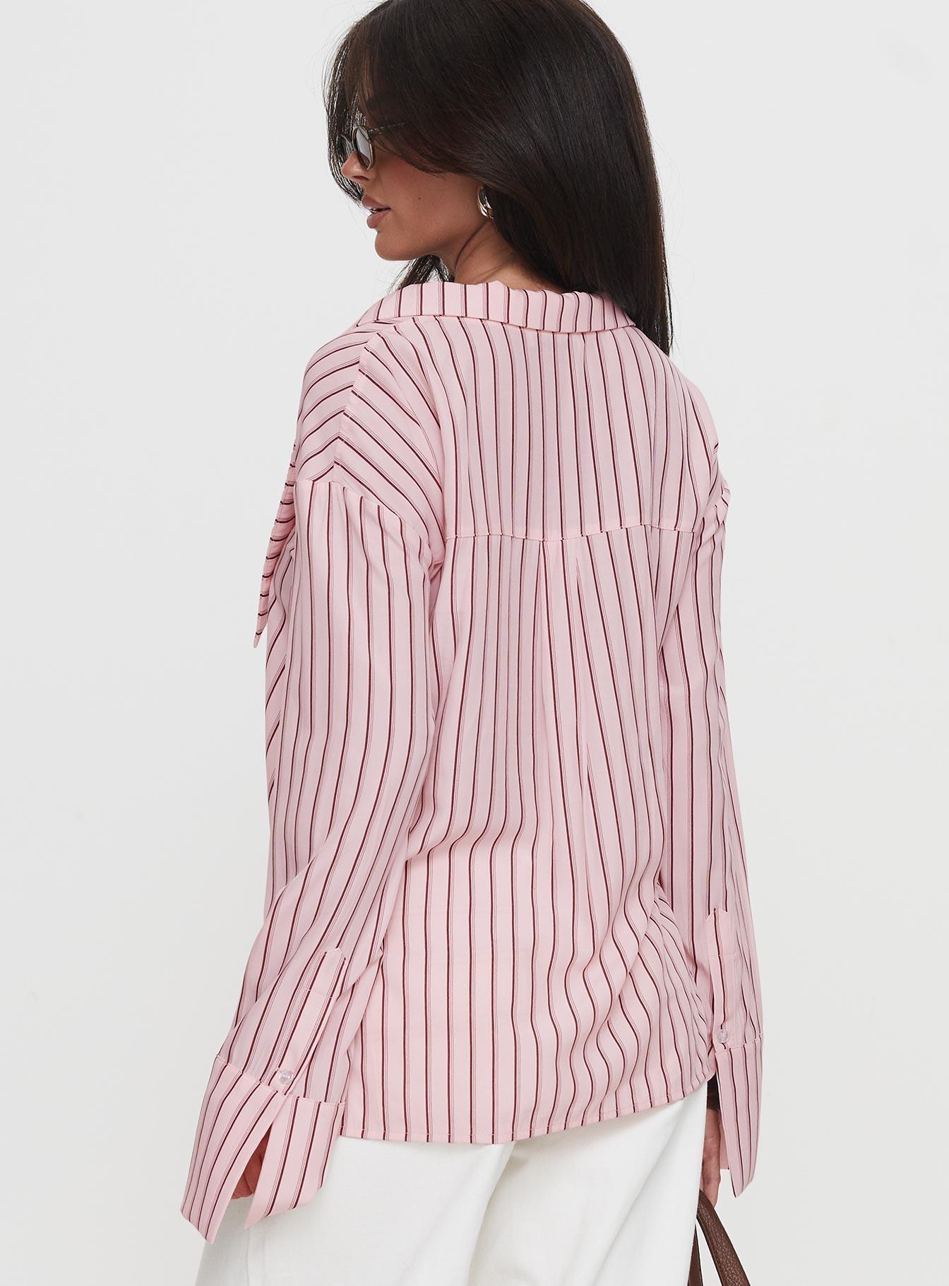 Calistoga Deep Collar Shirt Pink Stripe Product Image
