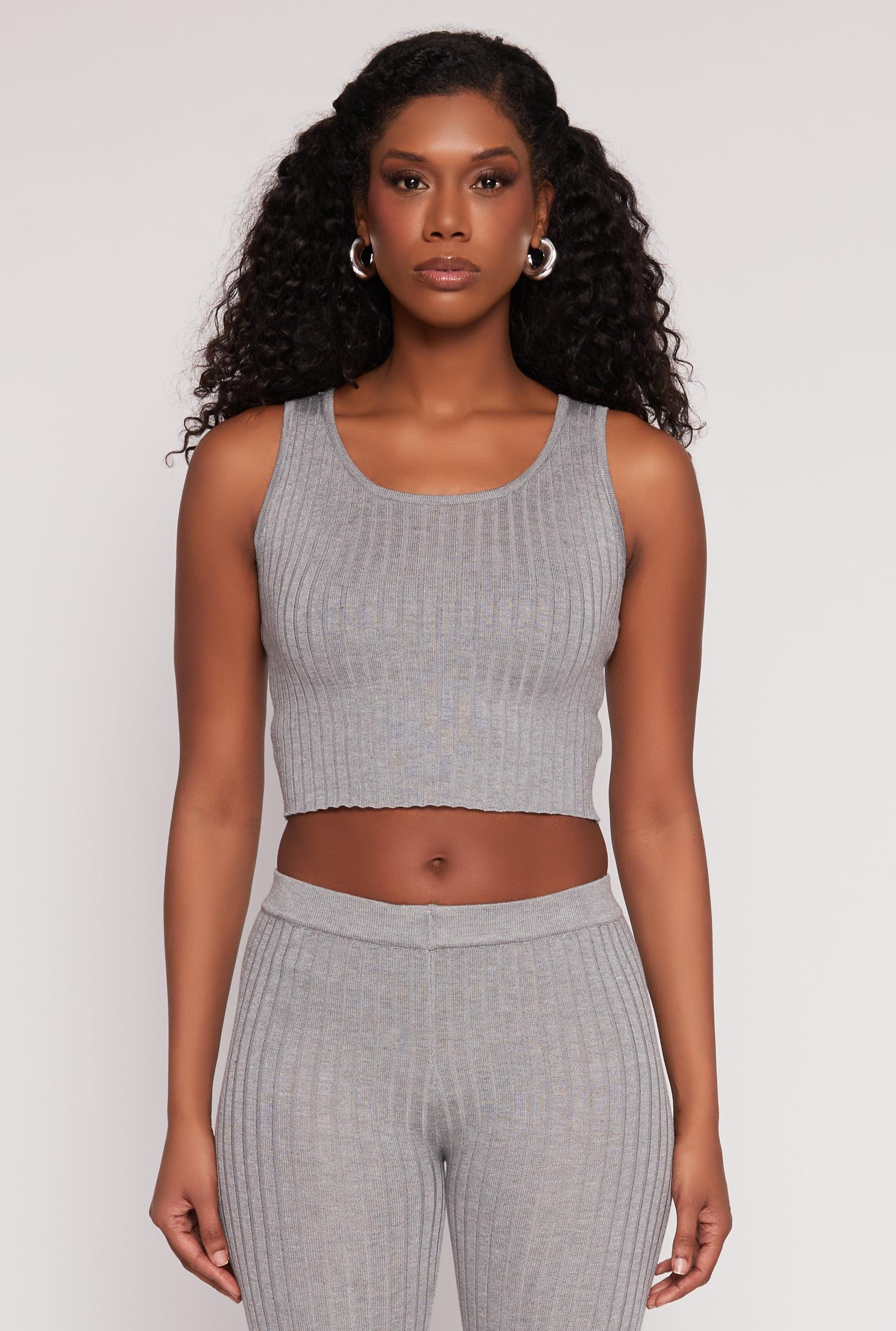 Womens Daisy Ribbed Knit Cropped Tank Top Product Image