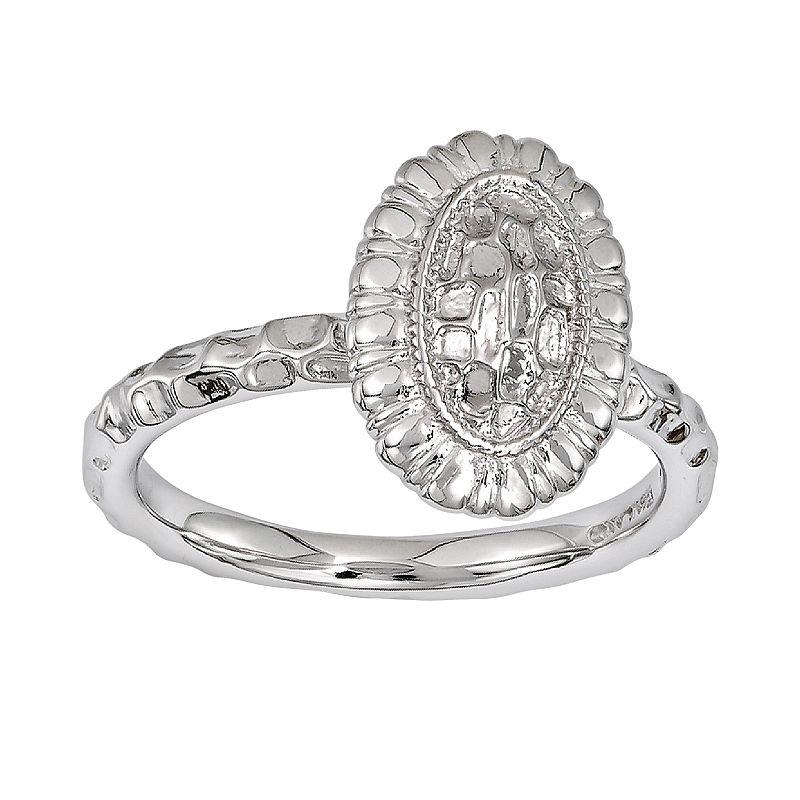 Stacks & Stones Sterling Silver Textured Frame Stack Ring, Women's, Size: 5, Grey Product Image