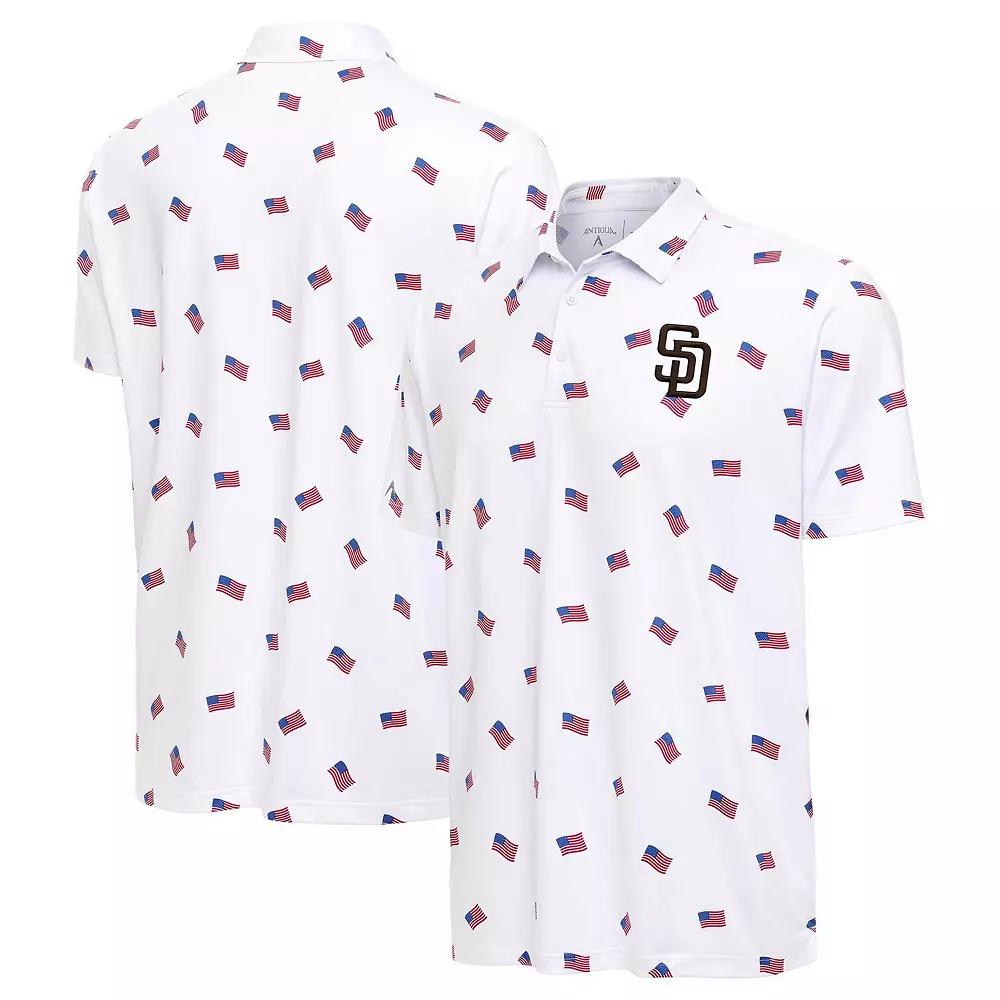 Men's Antigua White San Diego Padres  Americana Polo, Size: Small Product Image