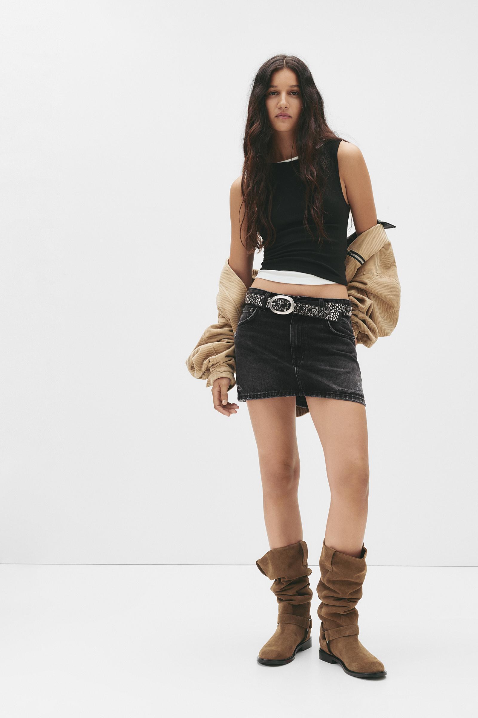 Ripped denim mini skirt Product Image