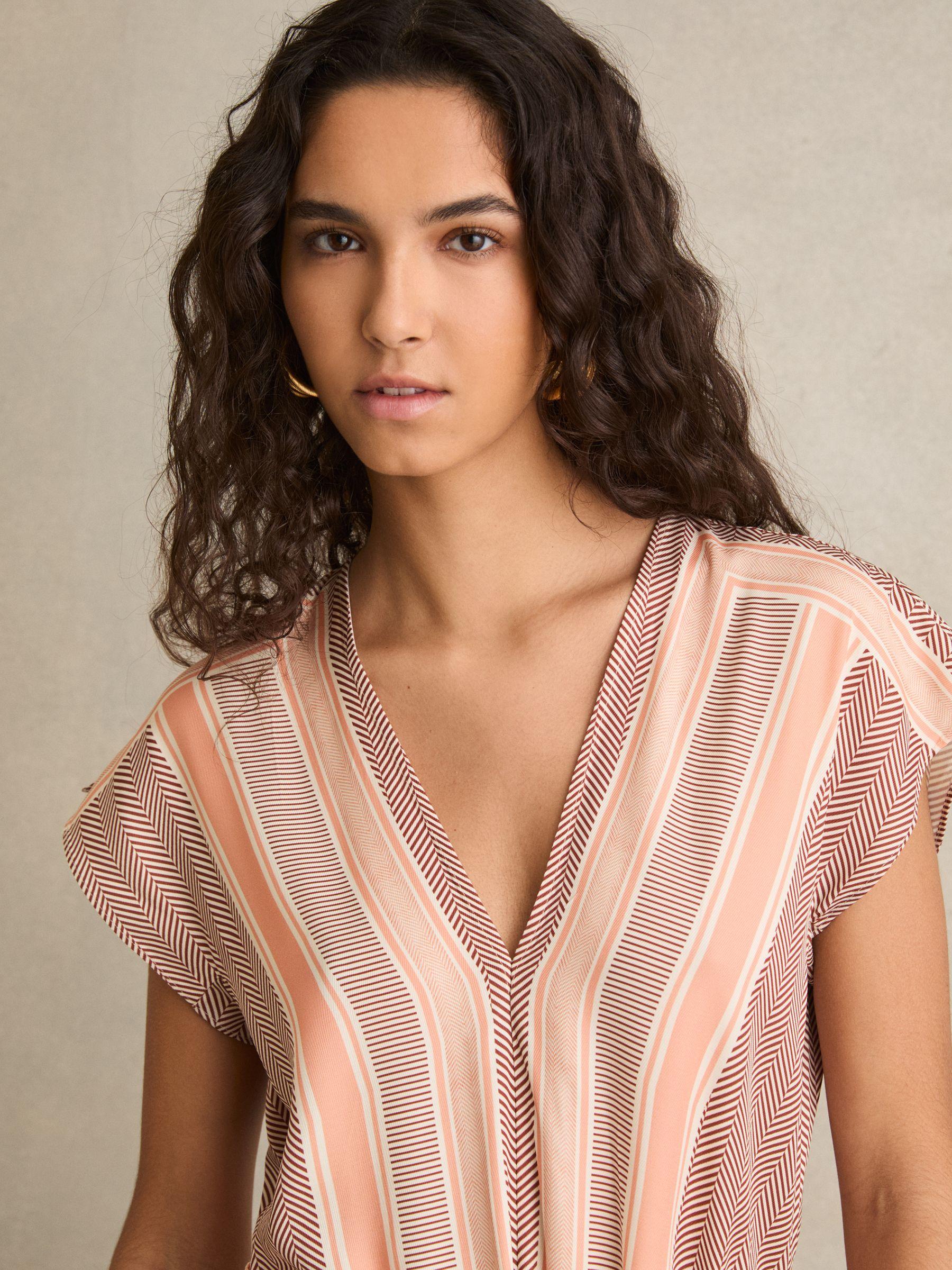 Scarf Print Belted Midi Dress in Coral Product Image