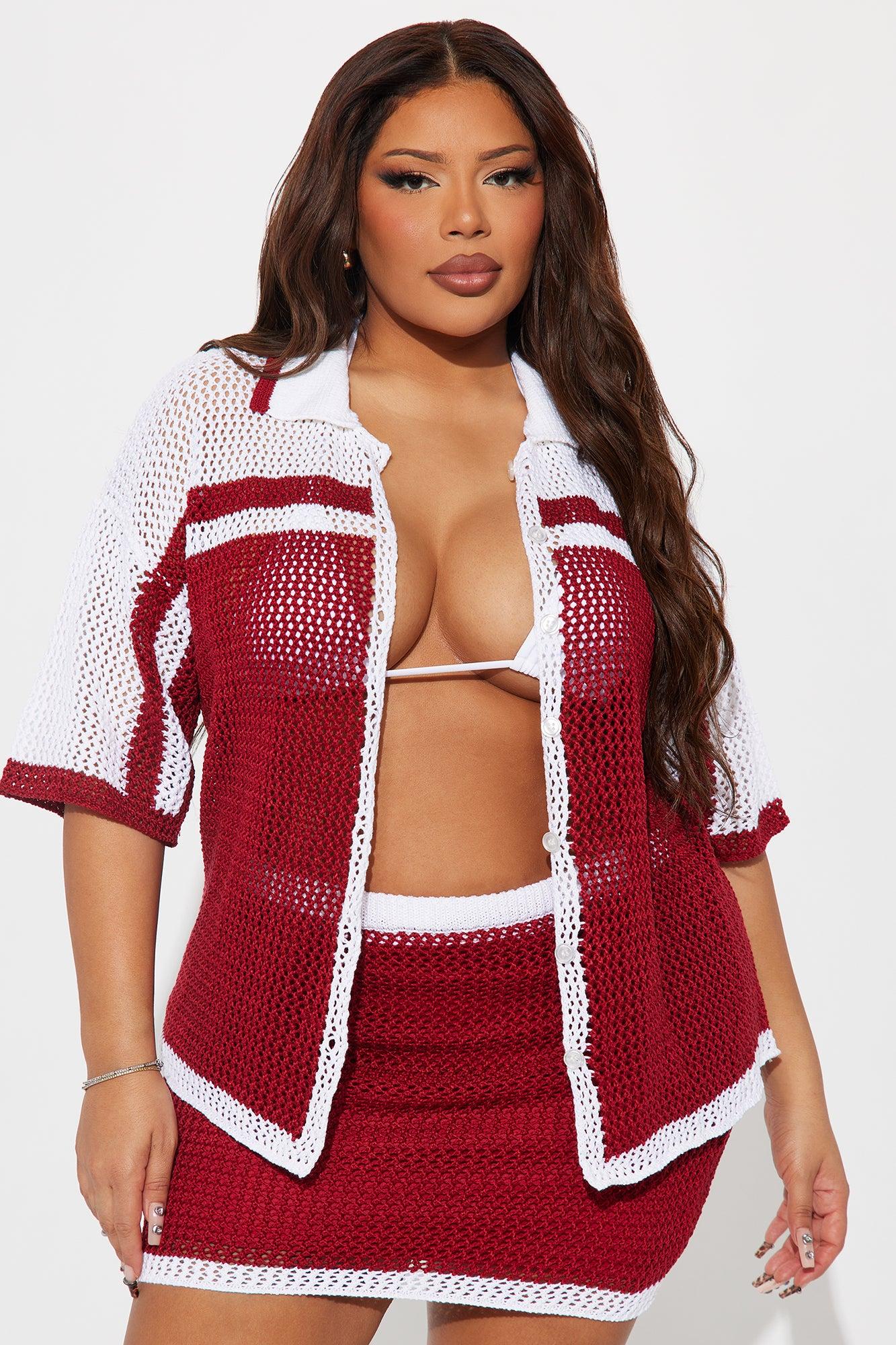 Game On Crochet Skirt Set - Red/combo Product Image