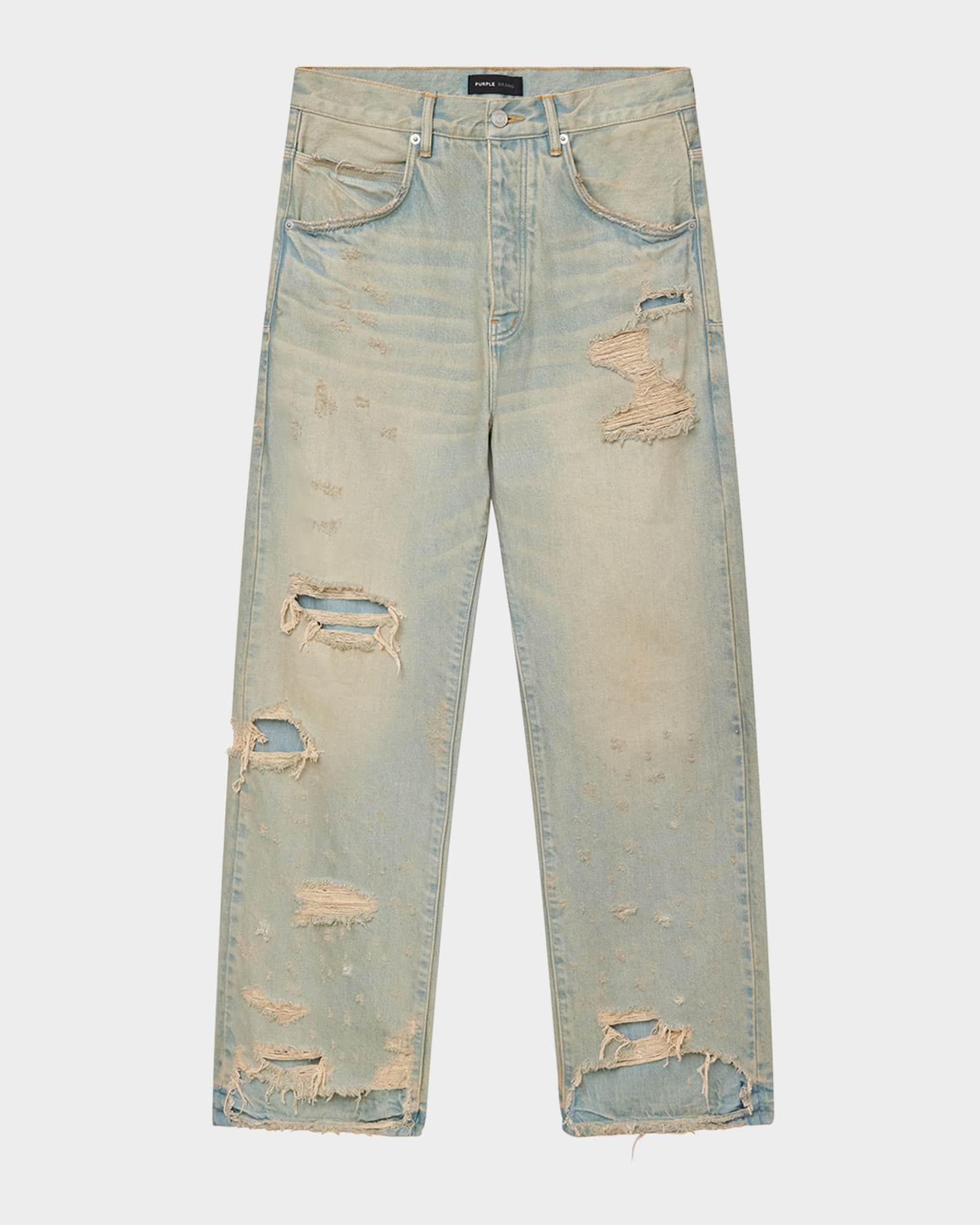 Men's P018 Verditer Destroyed Jeans Product Image