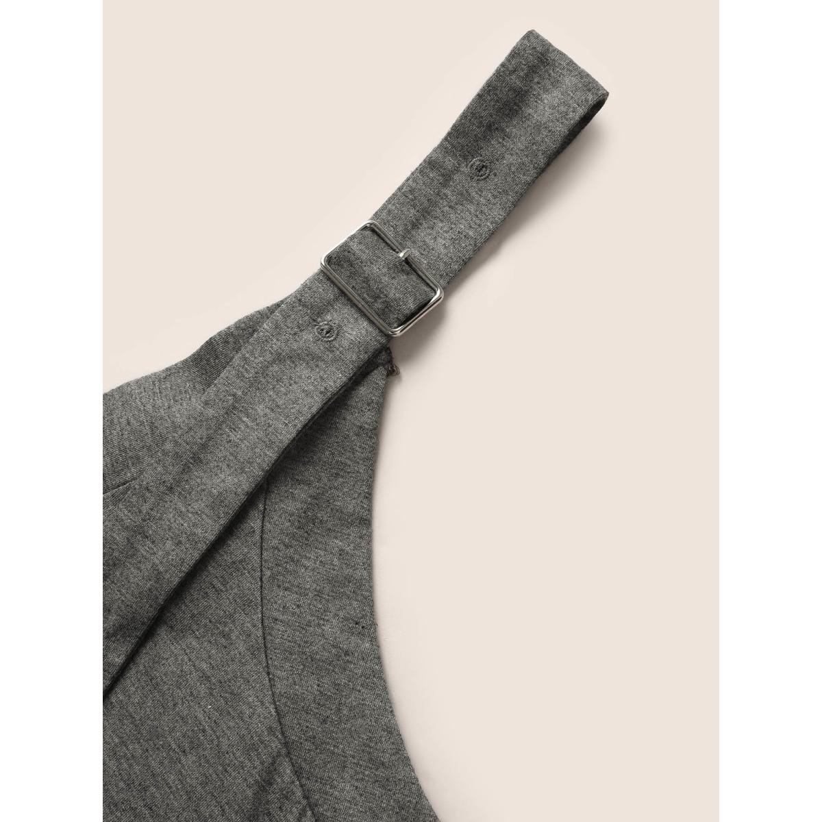 Plus Size Supersoft Essentials Plain Adjustable Straps Dress DarkGray Women Casual Non Sleeveless Curvy BloomChic 10/M Product Image