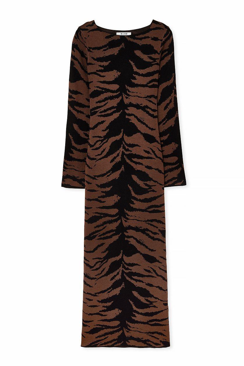 Wide Sleeve Knitted Maxi Dress Multicolor Product Image