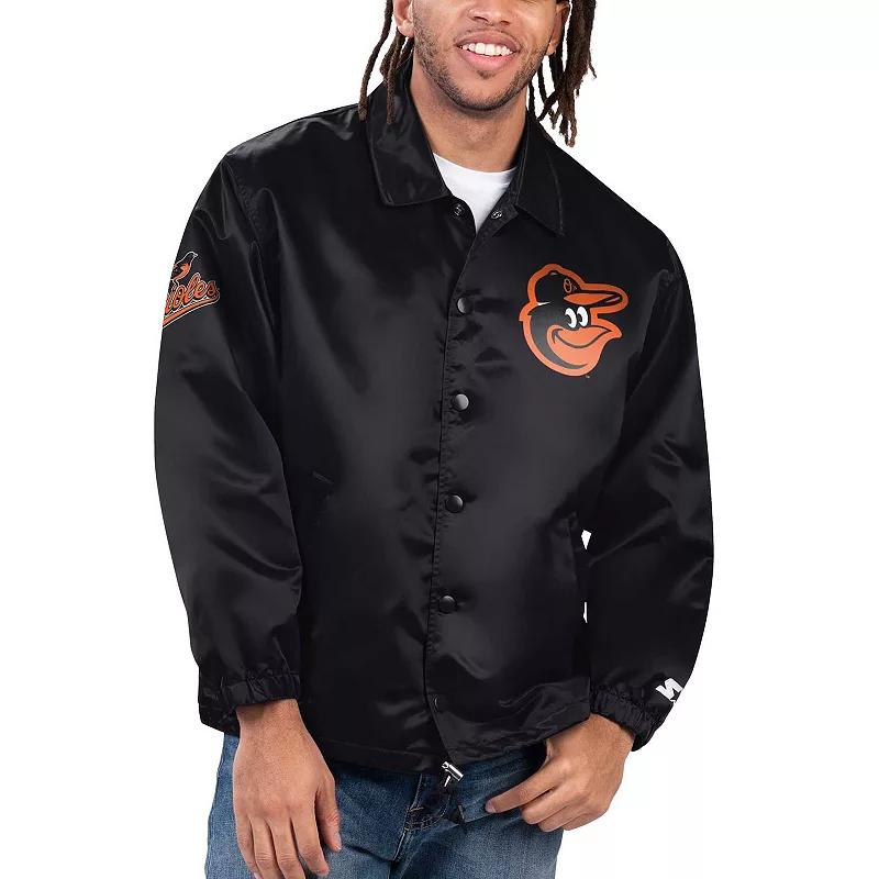 Men's Starter Navy Houston Astros Option Route Satin Full-Snap Jacket,  Product Image