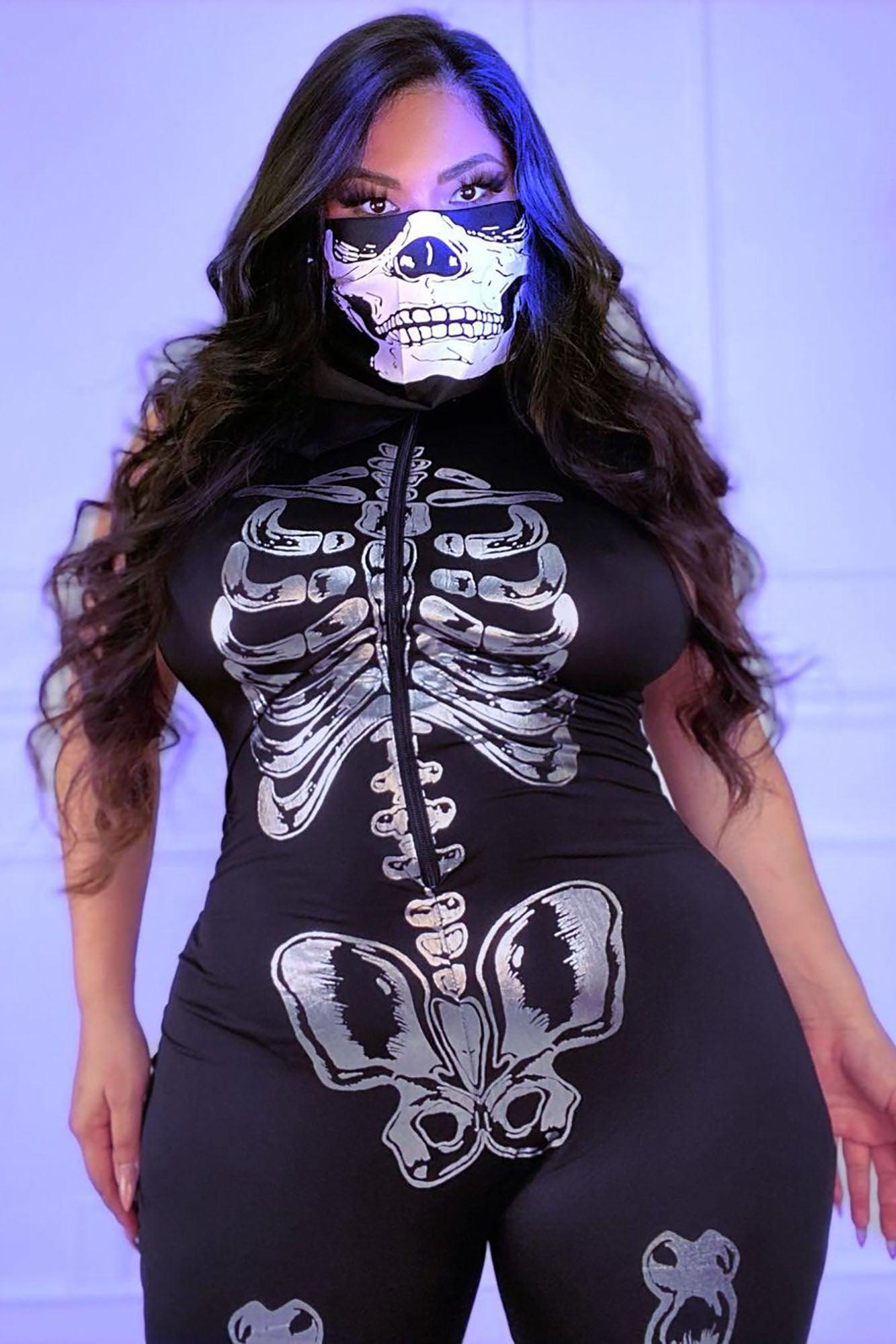 Sexy Skeleton 1 Piece Costume - Black Product Image