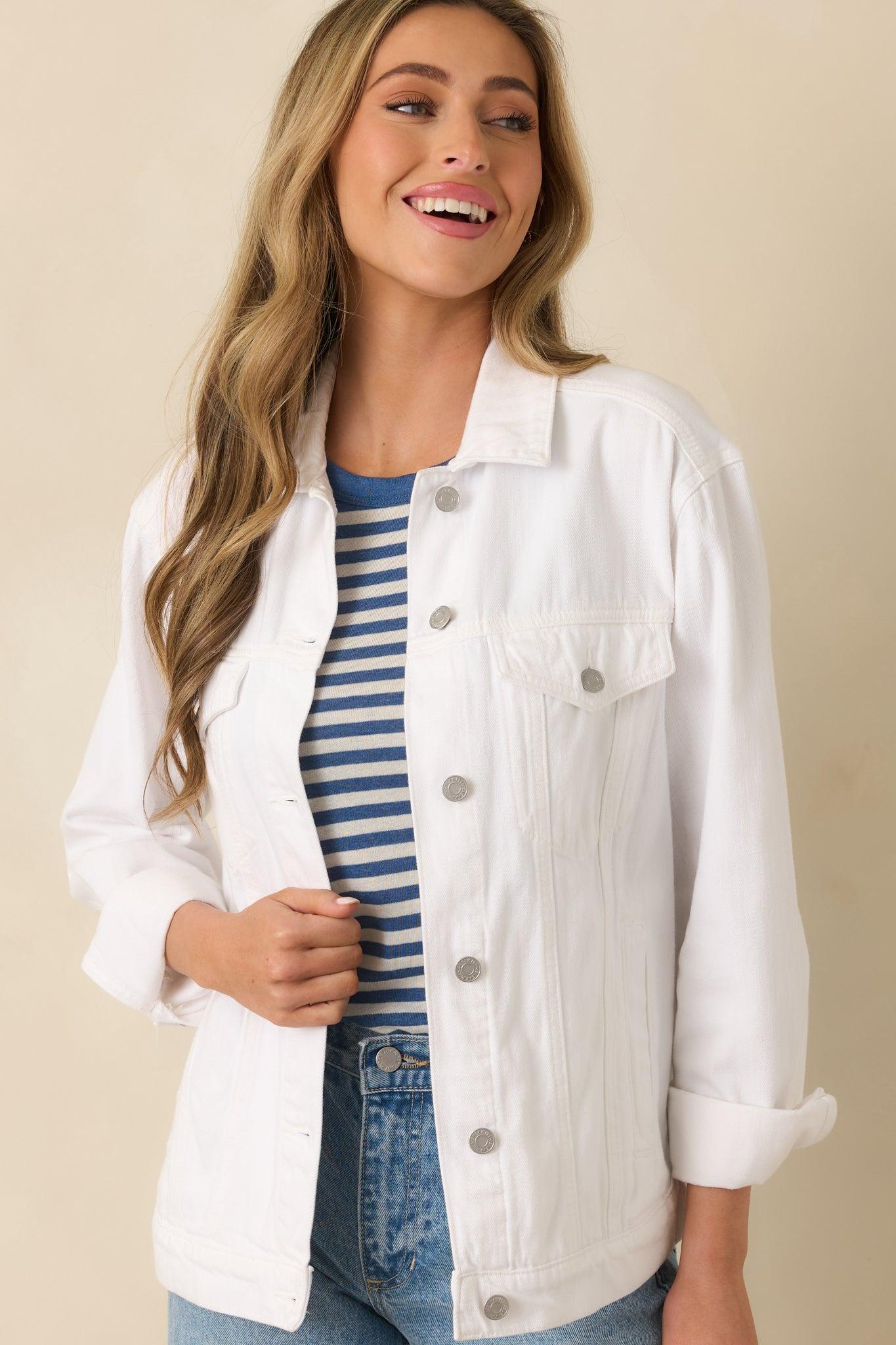 Do You Ever White Denim Jacket Product Image