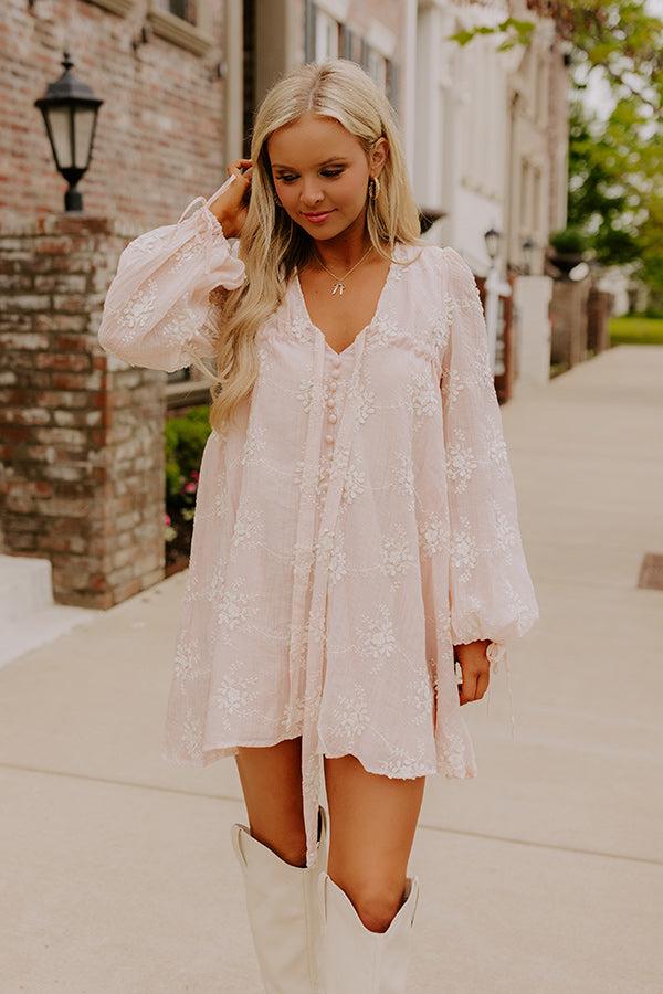 Chic Sweetheart Embroidered Mini Dress in Peach Product Image