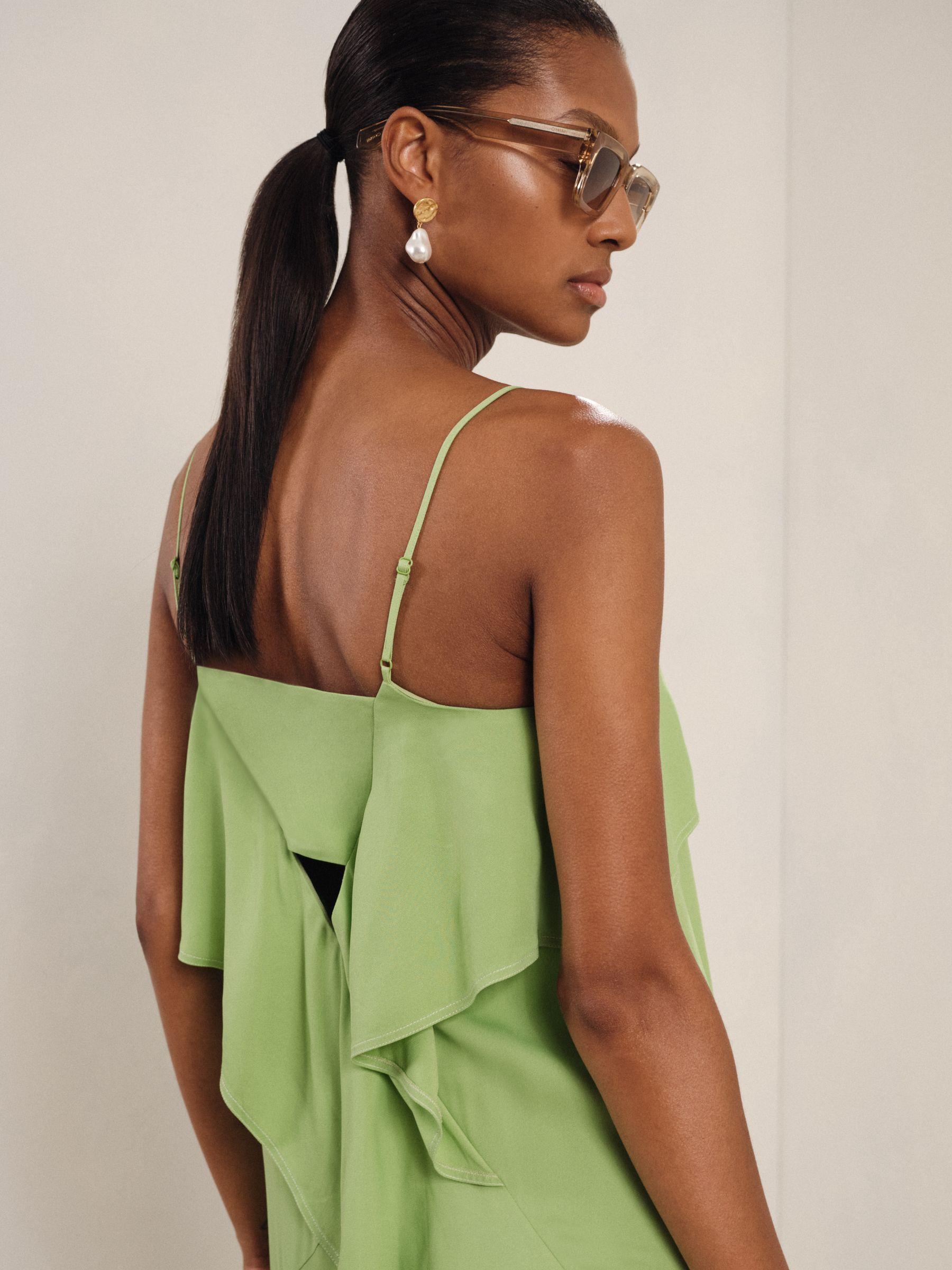 Ruffle-Detail Midi Dress in Green Product Image