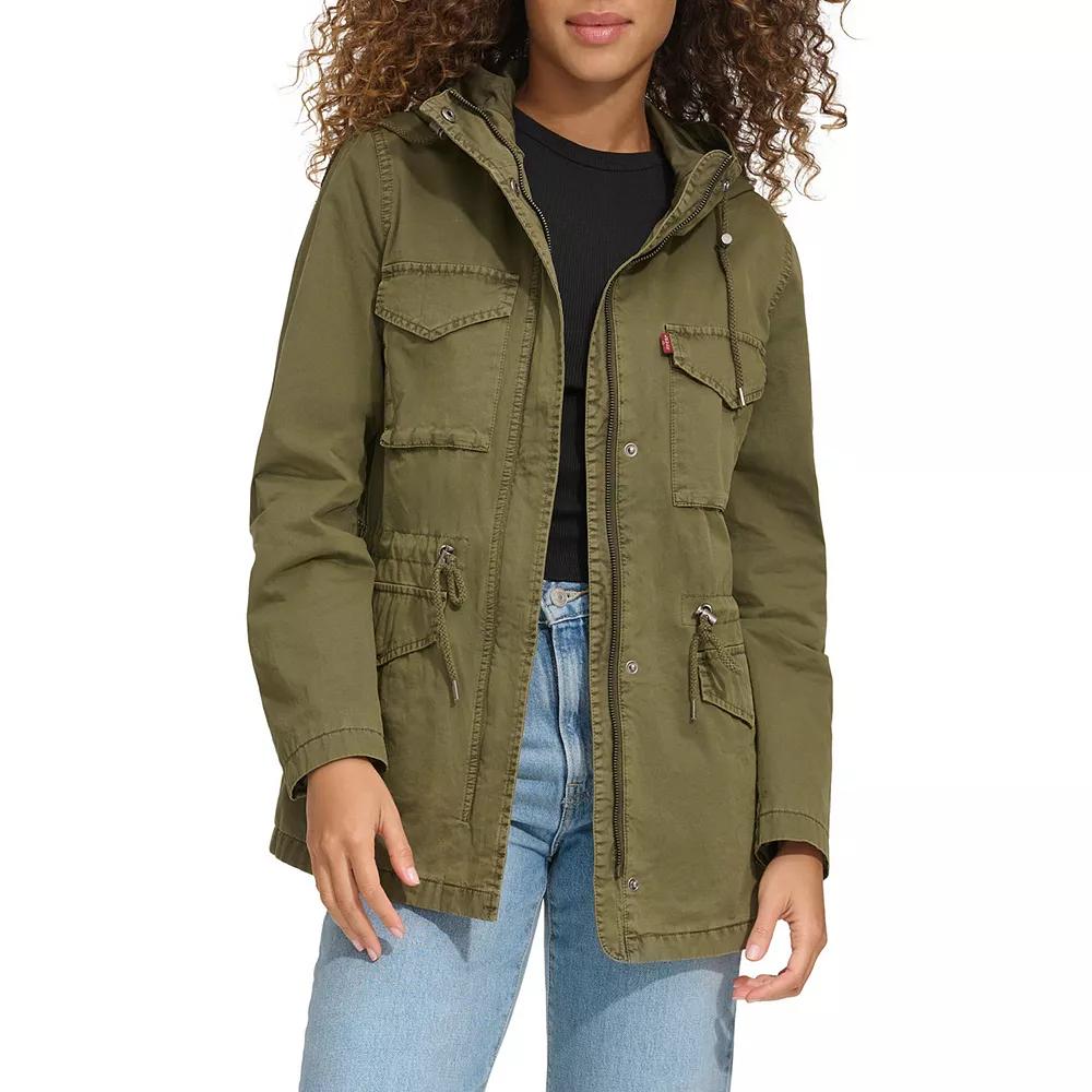 Plus Size Levis Lightweight Hooded Anorak Military Jacket, Womens Green Product Image