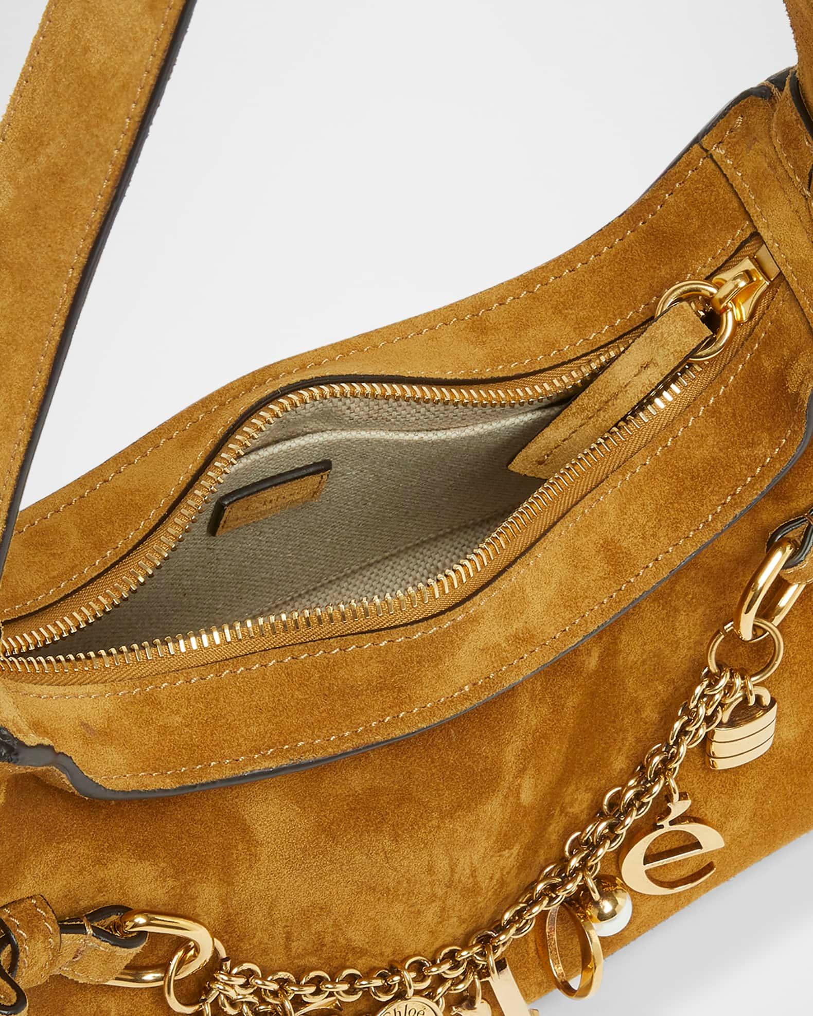 Logo Charm Hobo Bag in Suede  Product Image