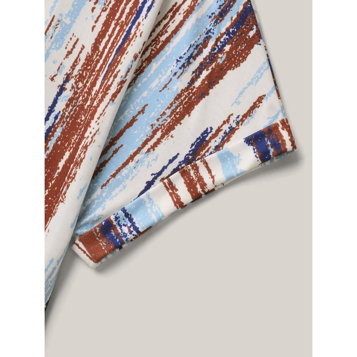 Plus Size Abstract Stripes Dolman Sleeve Midi Dress Multicolor Women Knit Dresses Bloomchic 22-24/3X Product Image