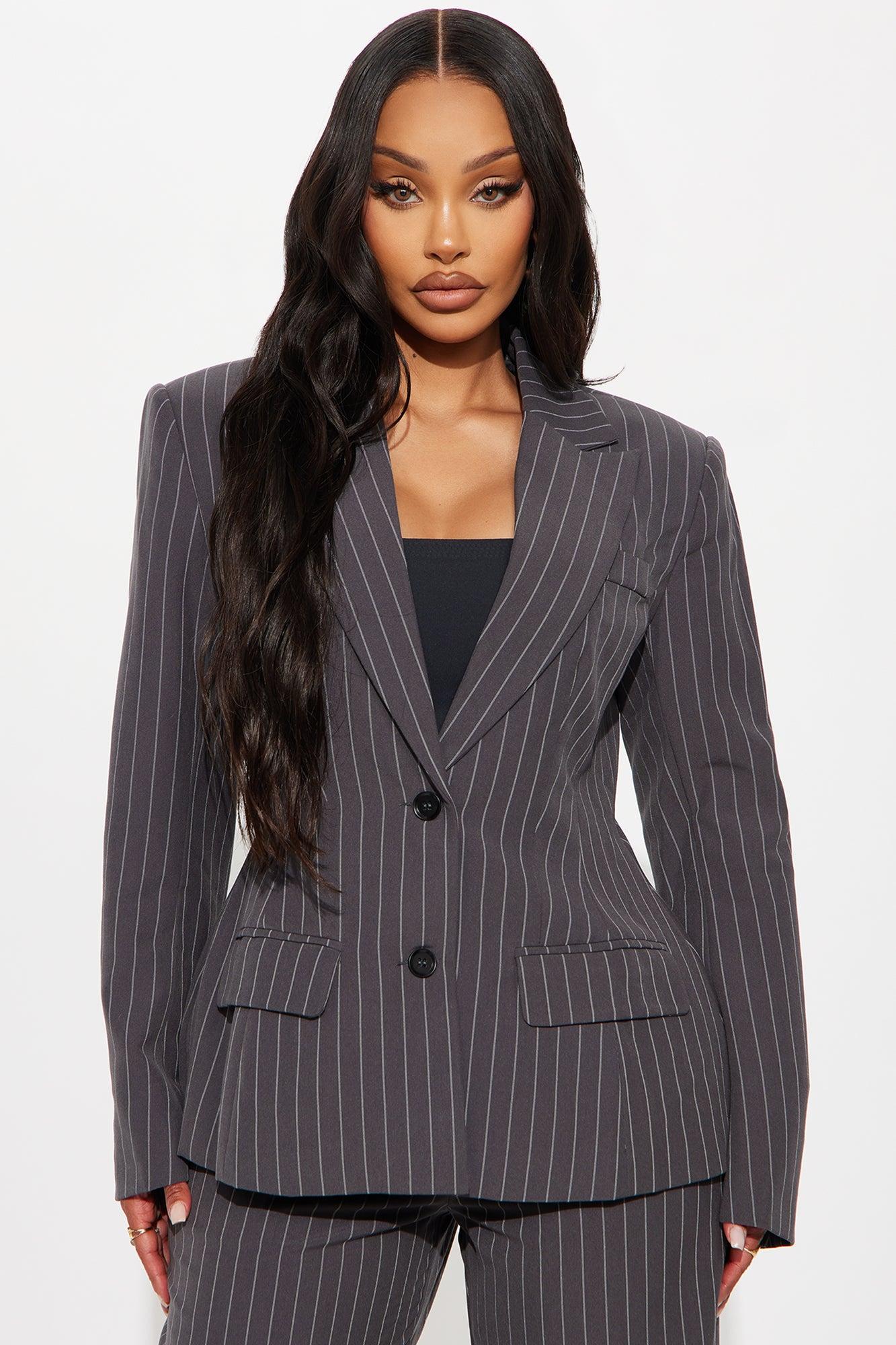 Angie Pinstripe Trouser - Charcoal Female Product Image